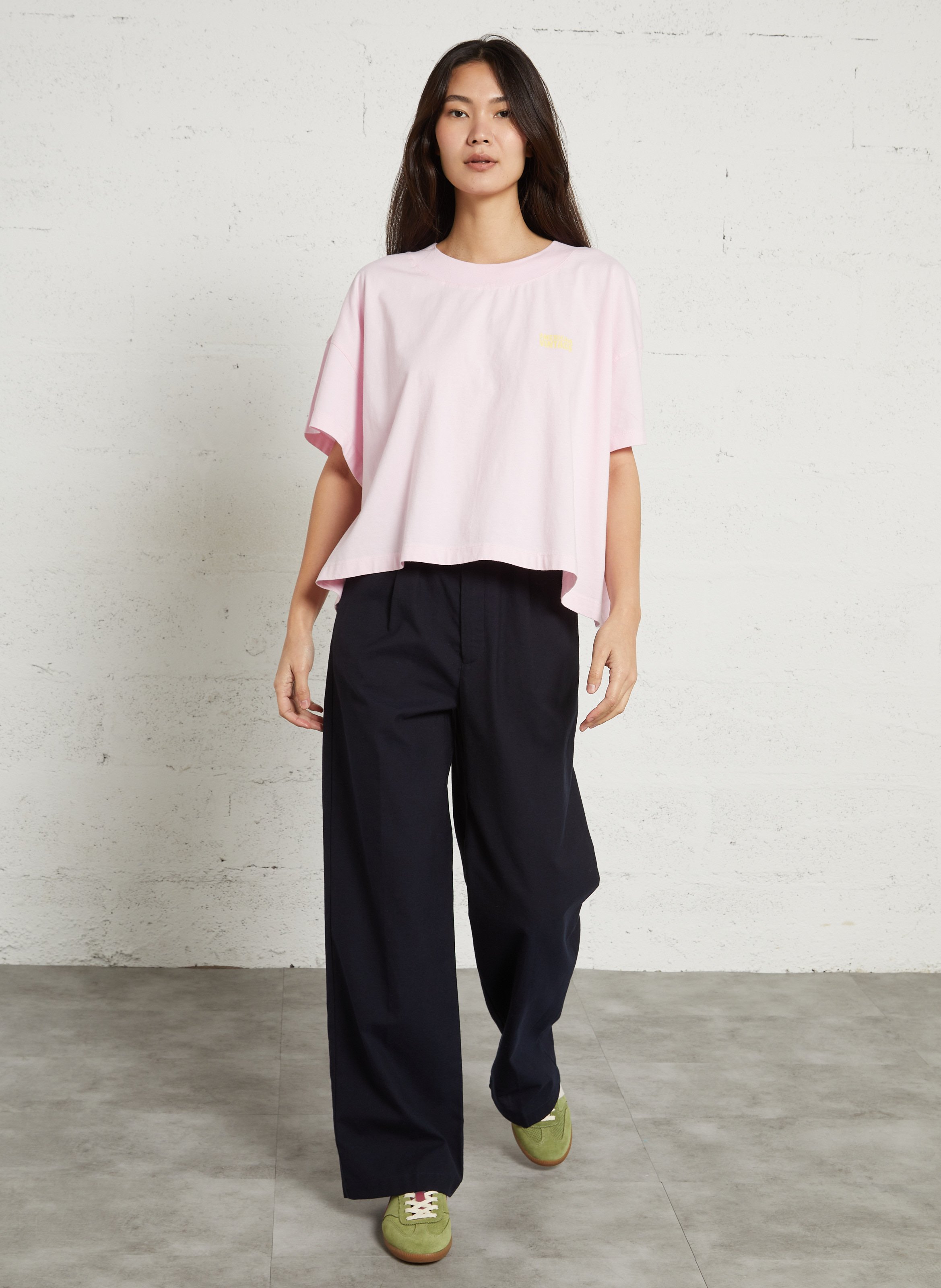 Oversized, katoenen T-shirt met ronde hals AMERICAN VINTAGE Roze