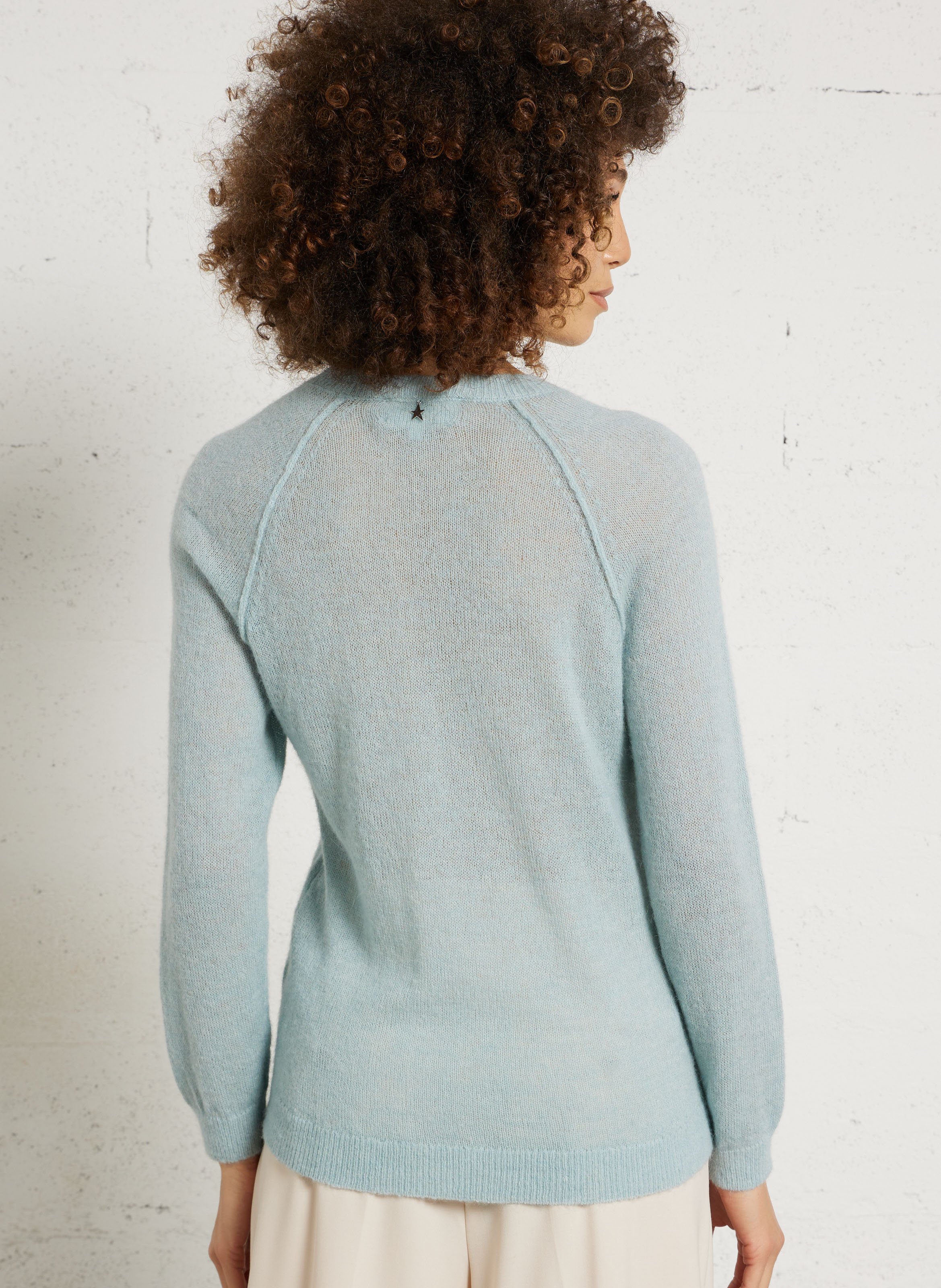 Pull droit col rond en laine mélangée SUD EXPRESS Bleu