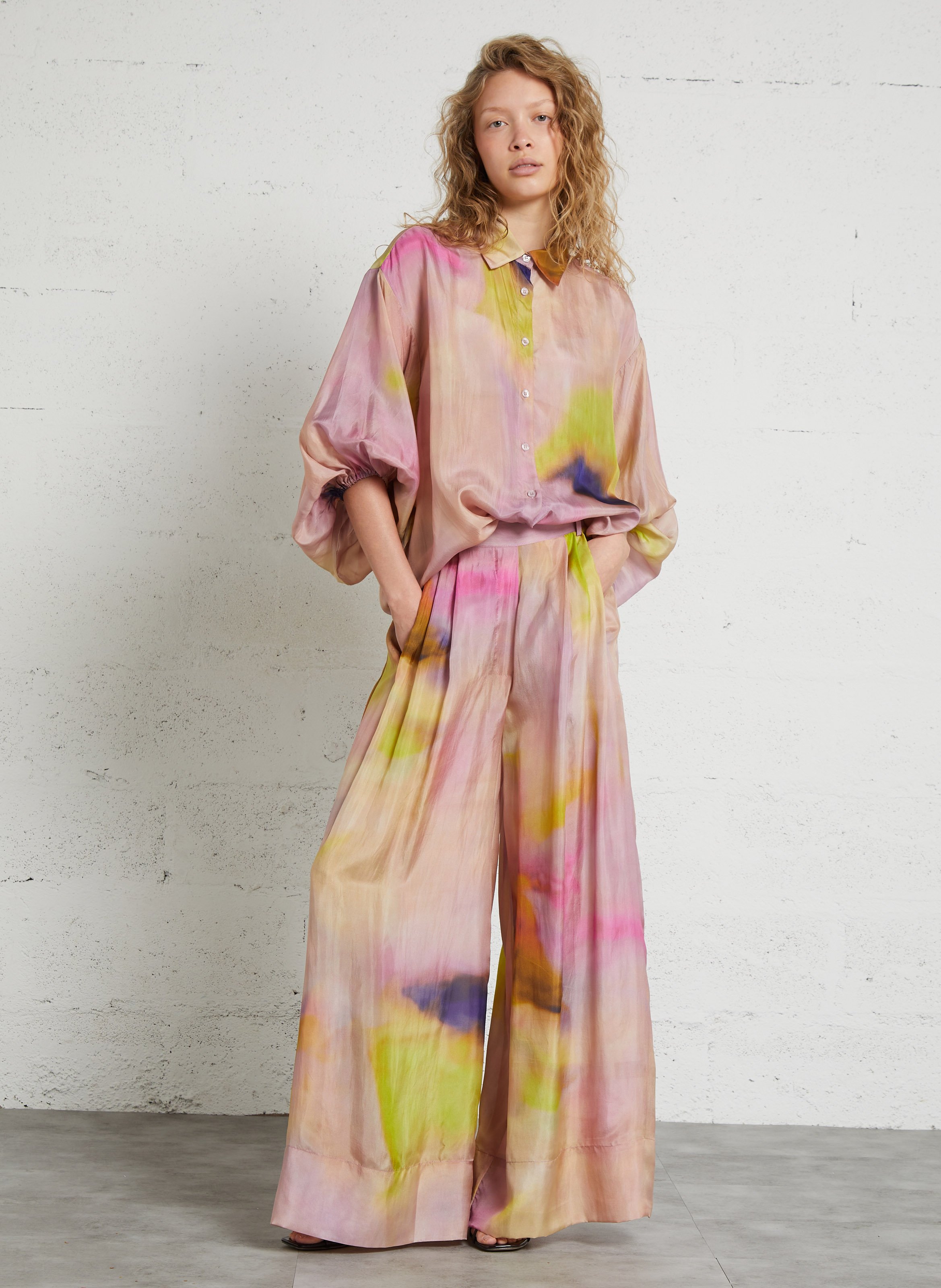 Oversized zijden blouse met print MES DEMOISELLES Veelkleurig