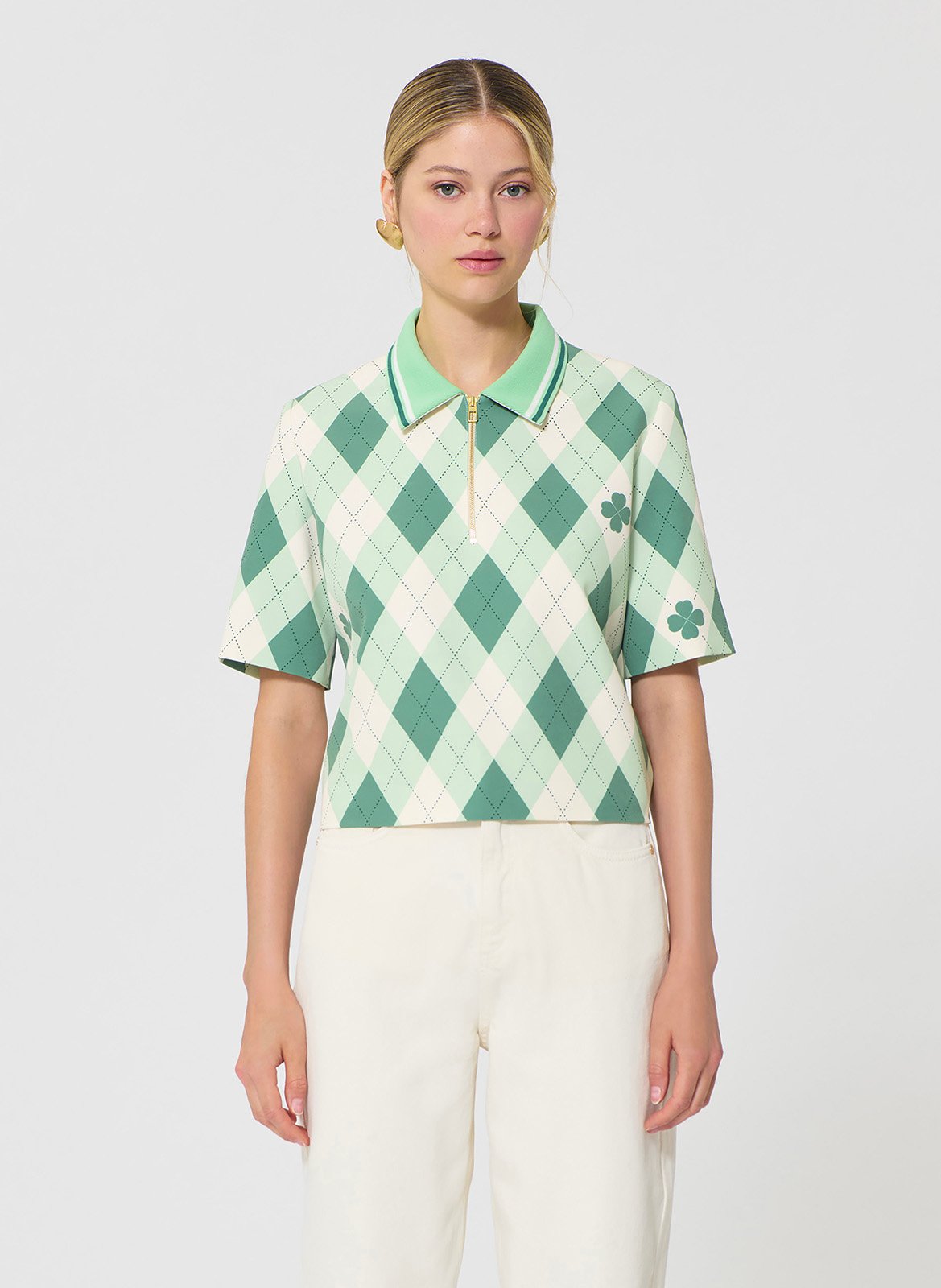 Polo droit col classique imprimé TARA JARMON Vert