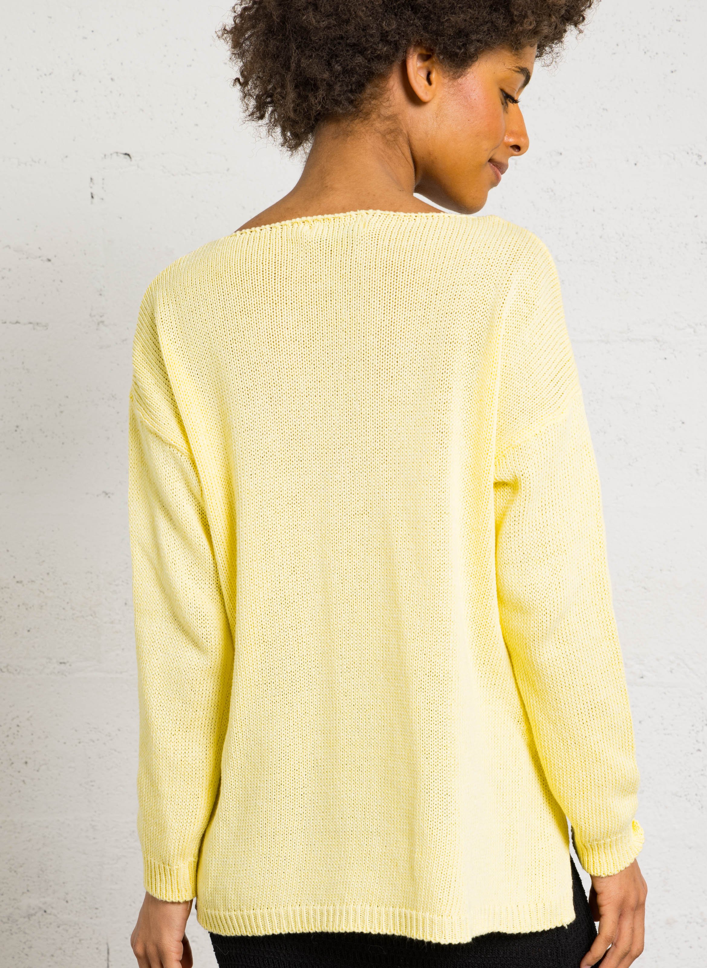 Straight-cut cotton-blend sweater PLEASE Yellow