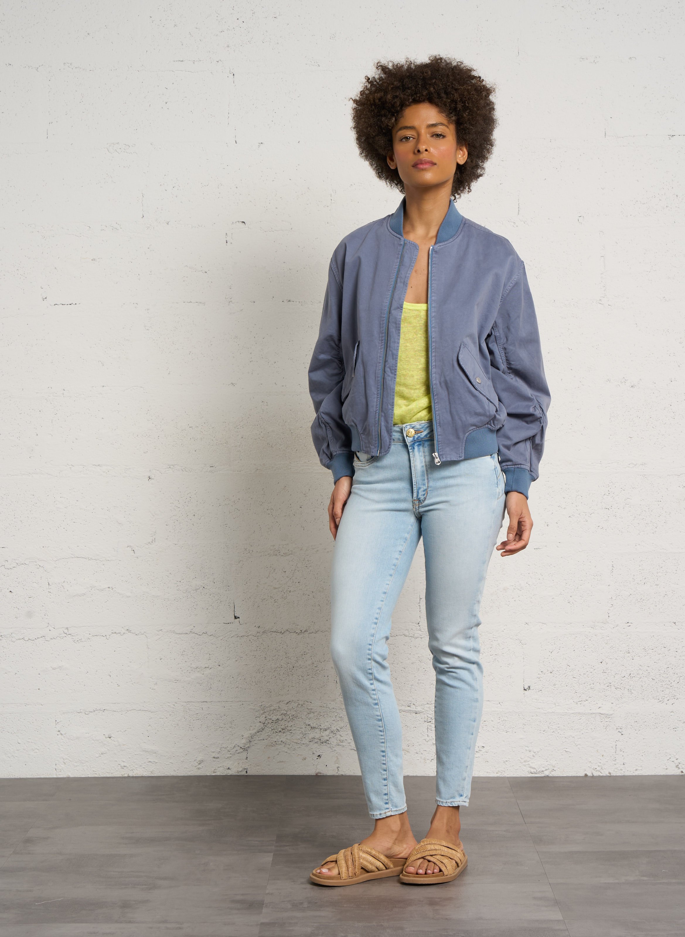 Oversized cotton teddy collar jacket SCHOTT Blue