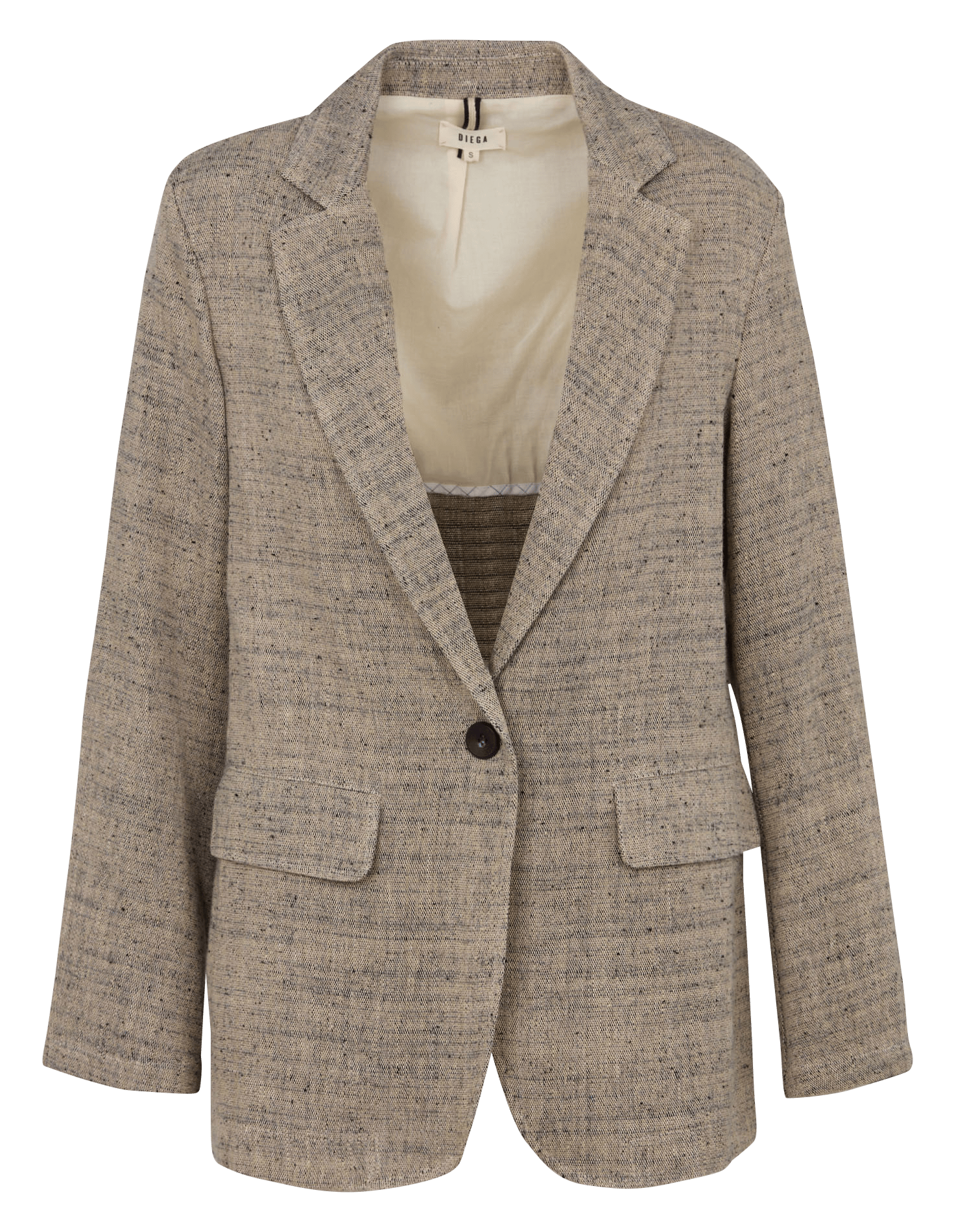 Straight blazer with notched collar in heathered mixed cashmere DIEGA Multicolored