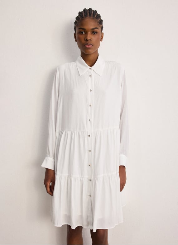 white shirt dress with collar Shirt Dress with Oversized Collar mamzi