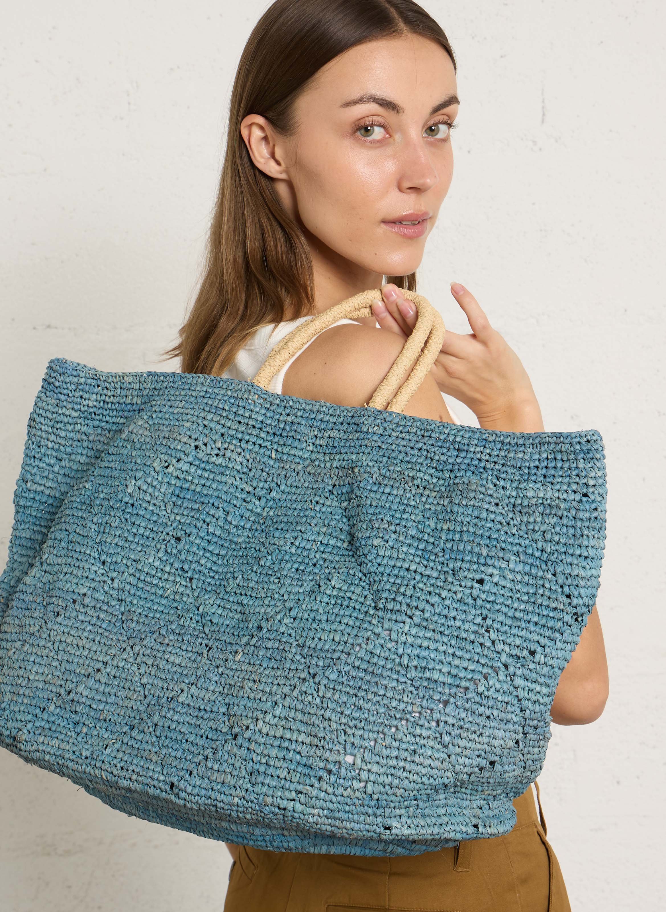 Cabas en raphia CAMALYA Bleu