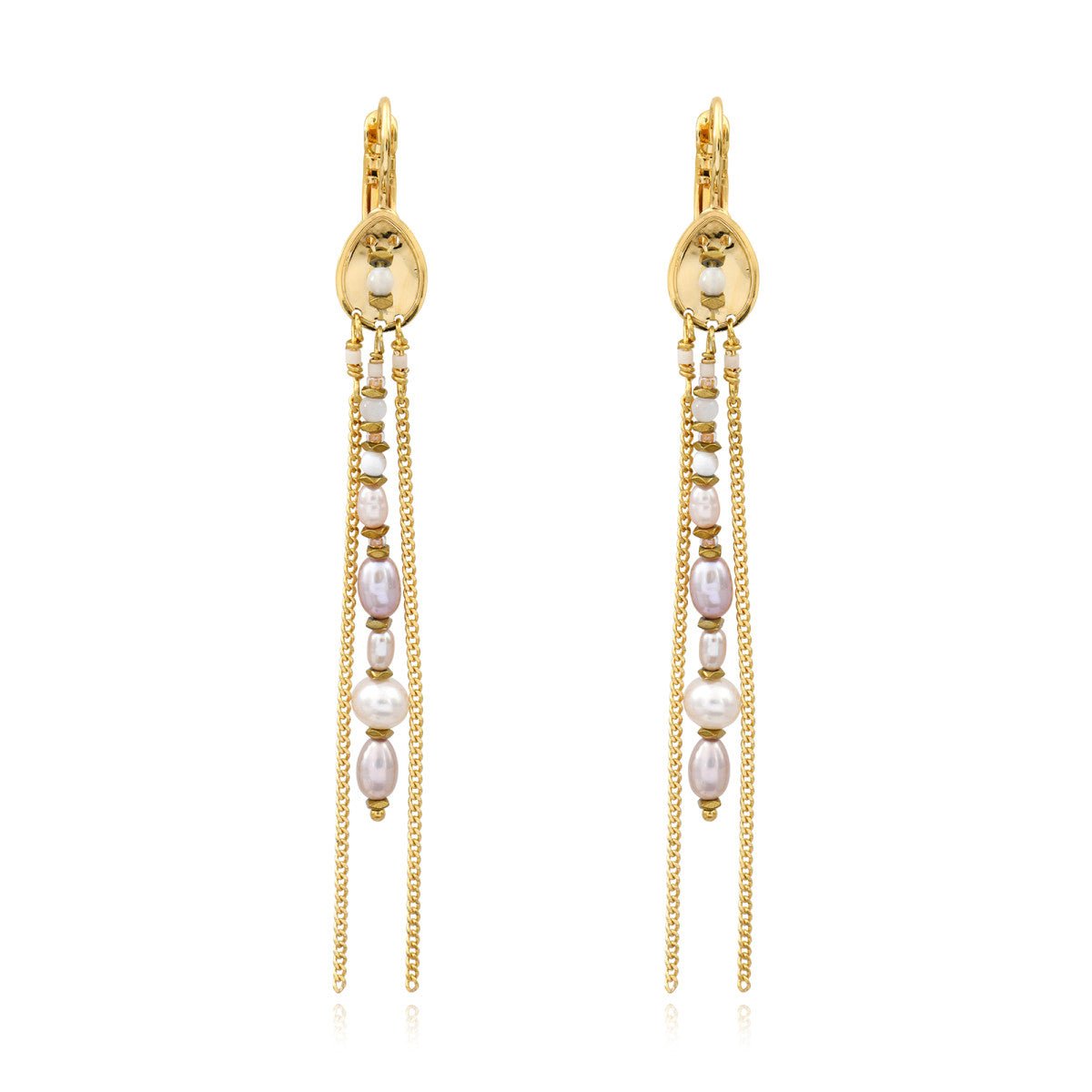Sleeper earrings in gold-plated finish SATELLITE PARIS White
