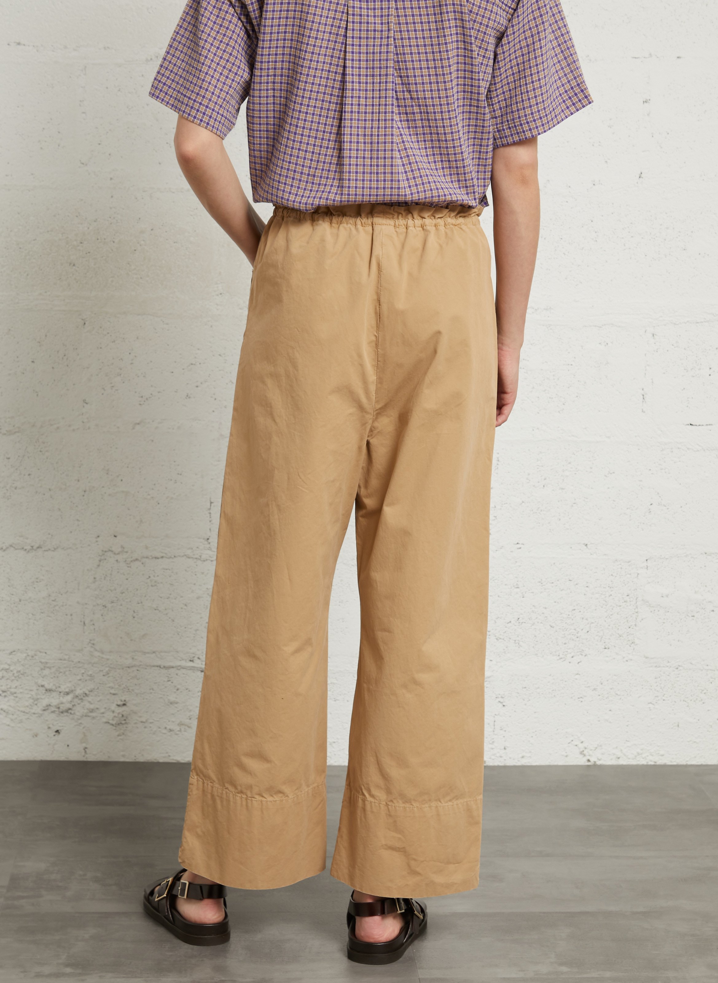 Pantalon large en laine mélangée HOD PARIS Marron