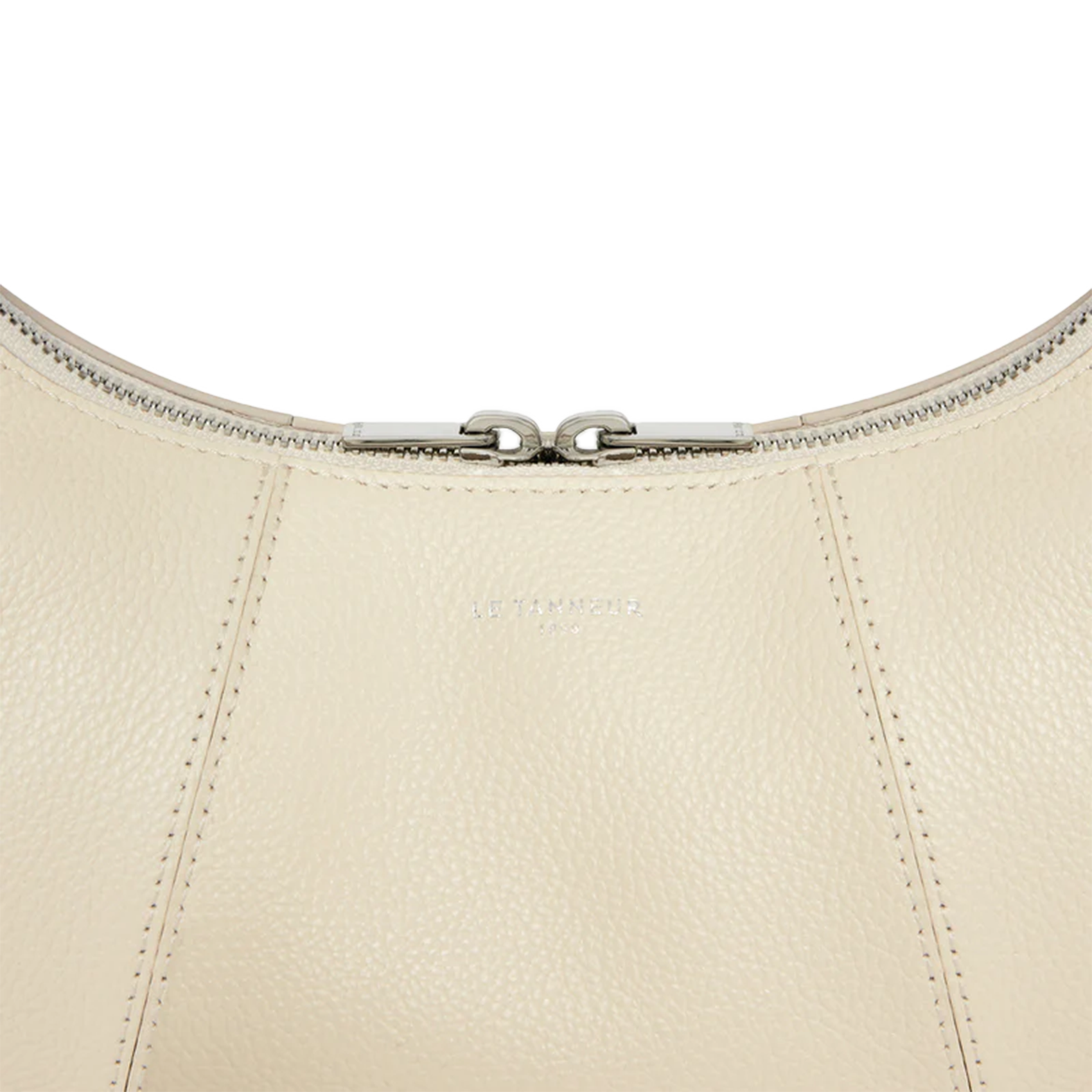 Kleine hobo tas met rits in korrelig leer LE TANNEUR Wit