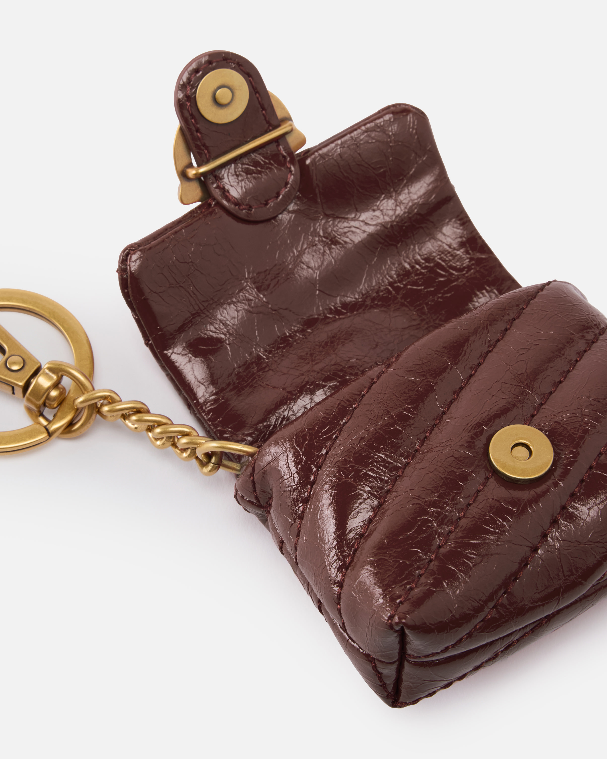 Love Bag Puff shiny leather AirPods case PINKO Golden