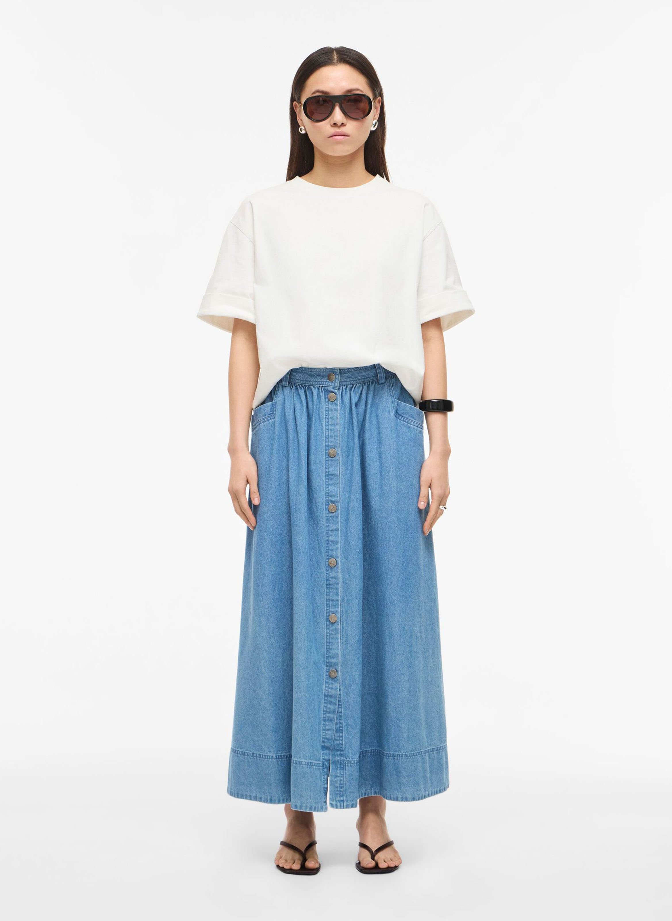 Jupe longue ample en coton ROUGE EDIT Bleu