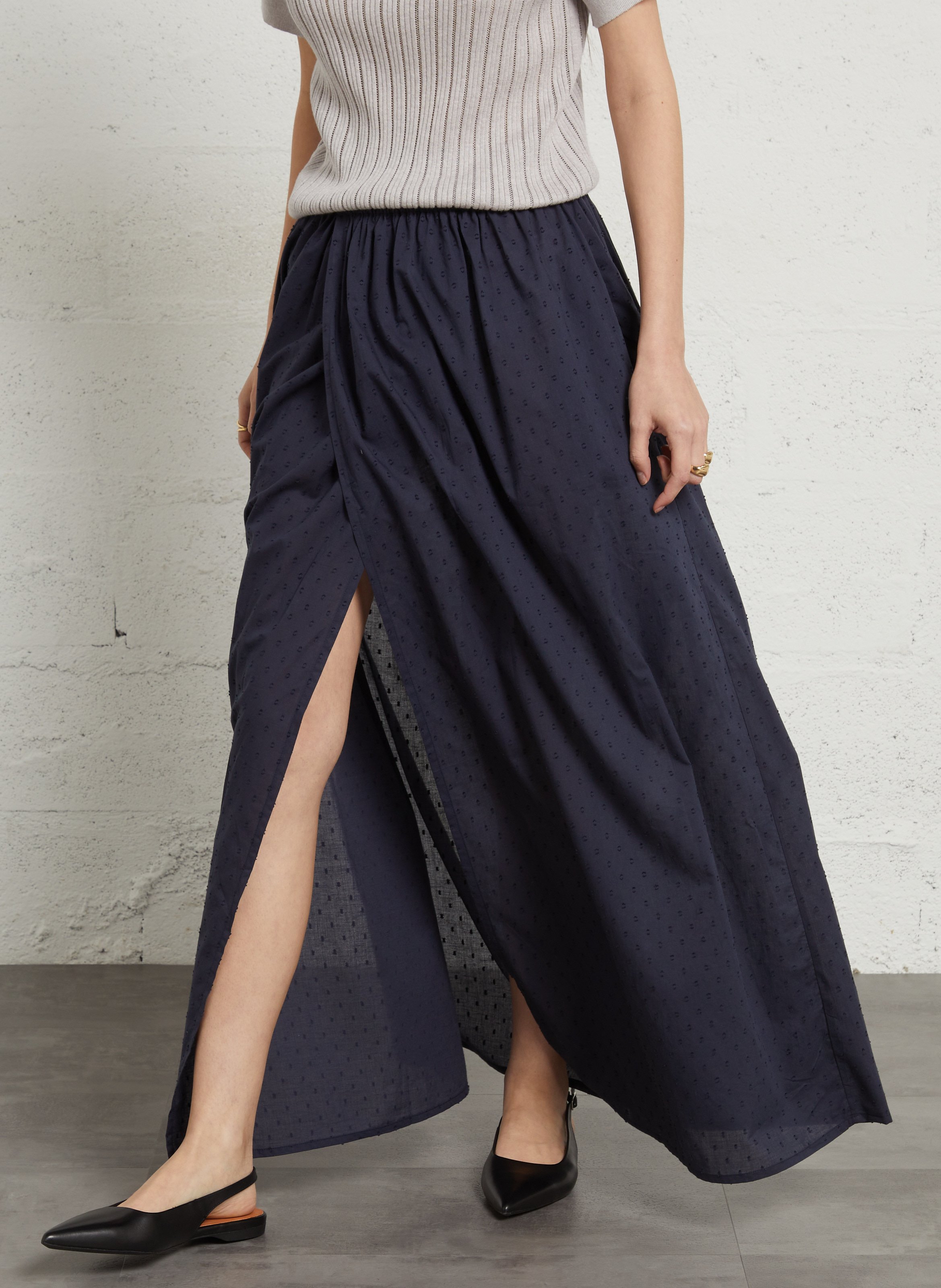 Long embroidered wrap skirt RAE ANTWERP Blue