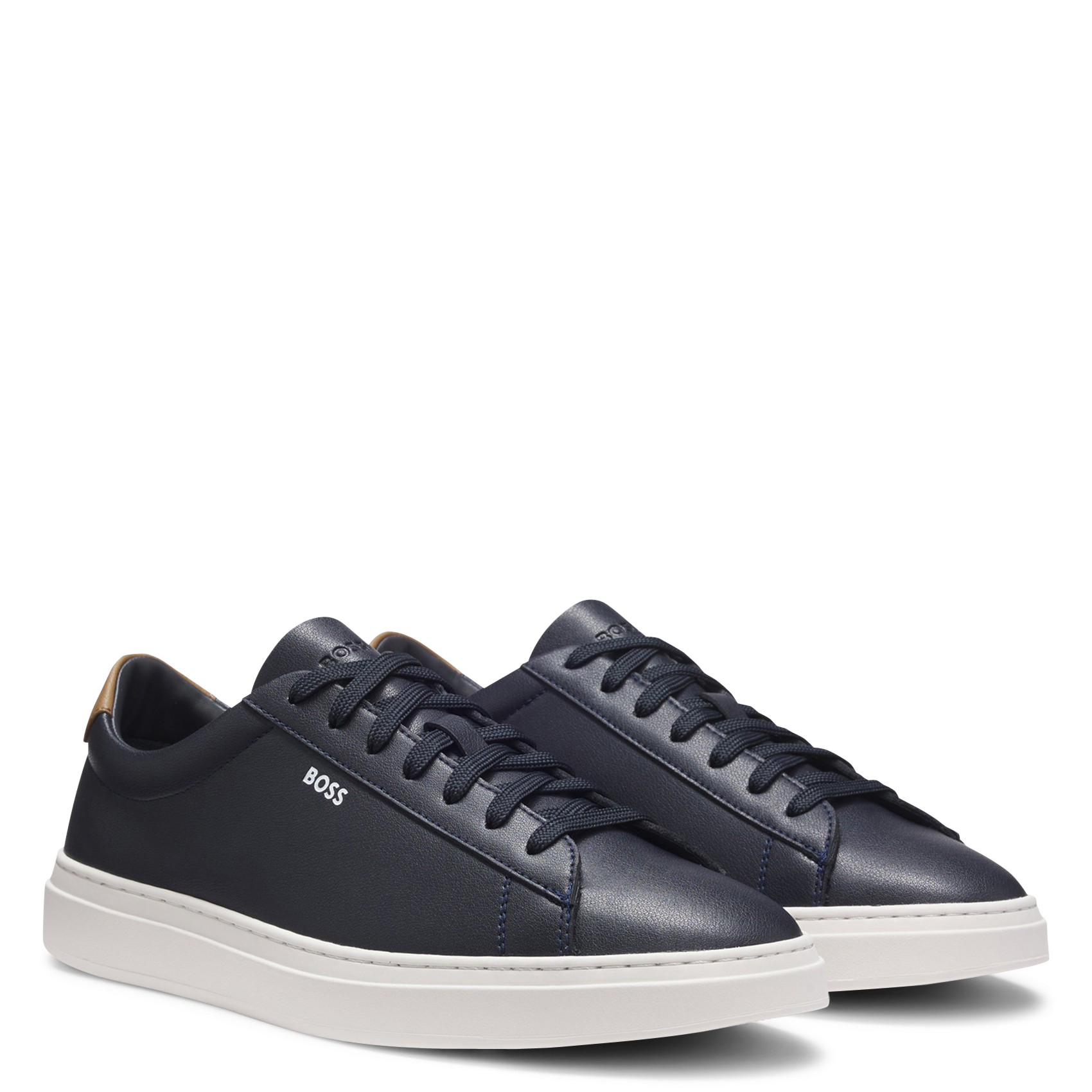 Plain low leather trainers BOSS Blue