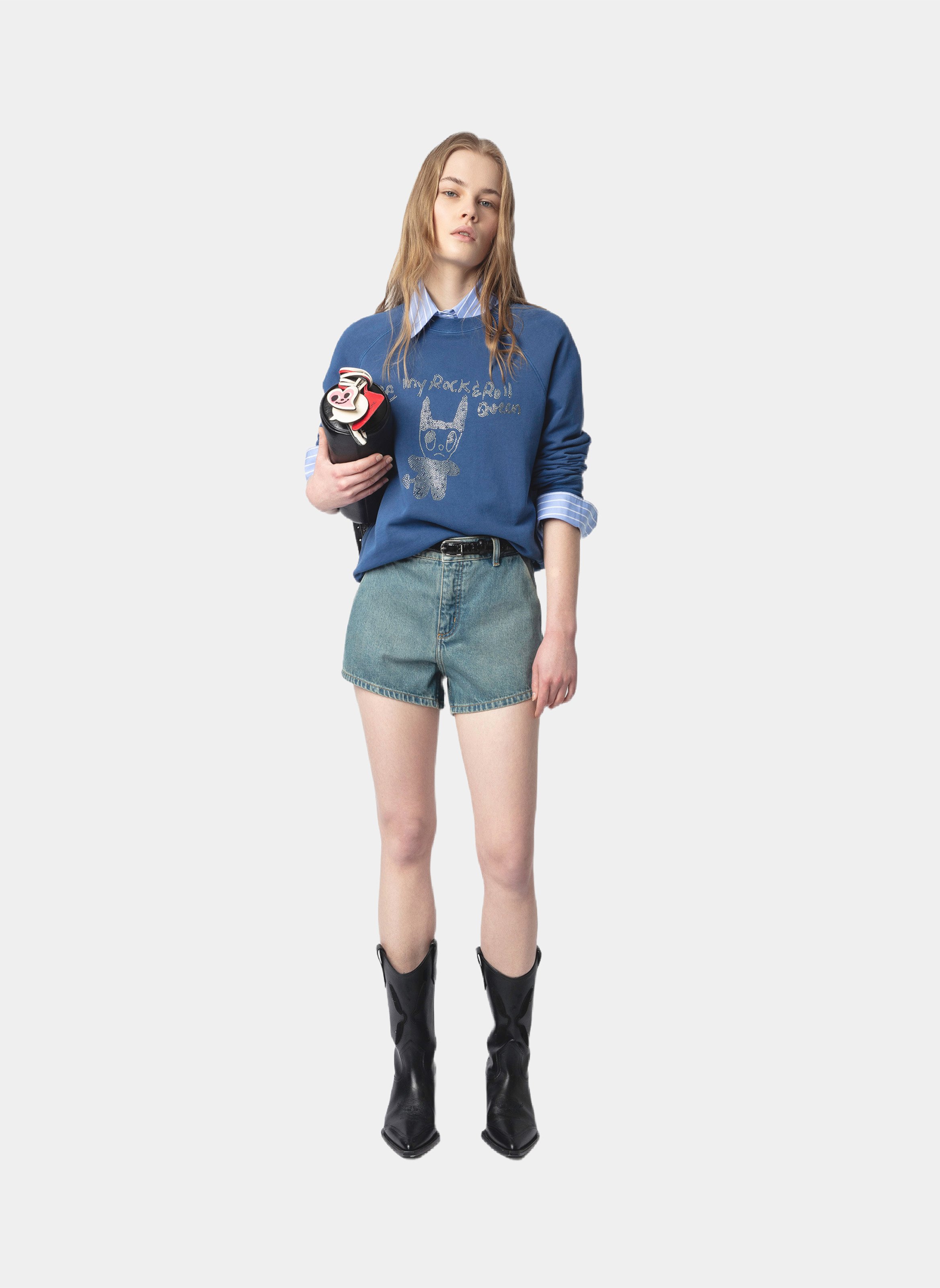 Sweat imprimé en coton ZADIG&VOLTAIRE Bleu