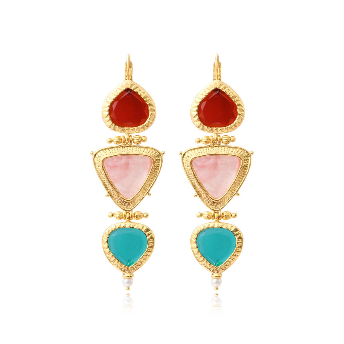 Long gold-plated sleeper earrings SATELLITE PARIS Multicolored
