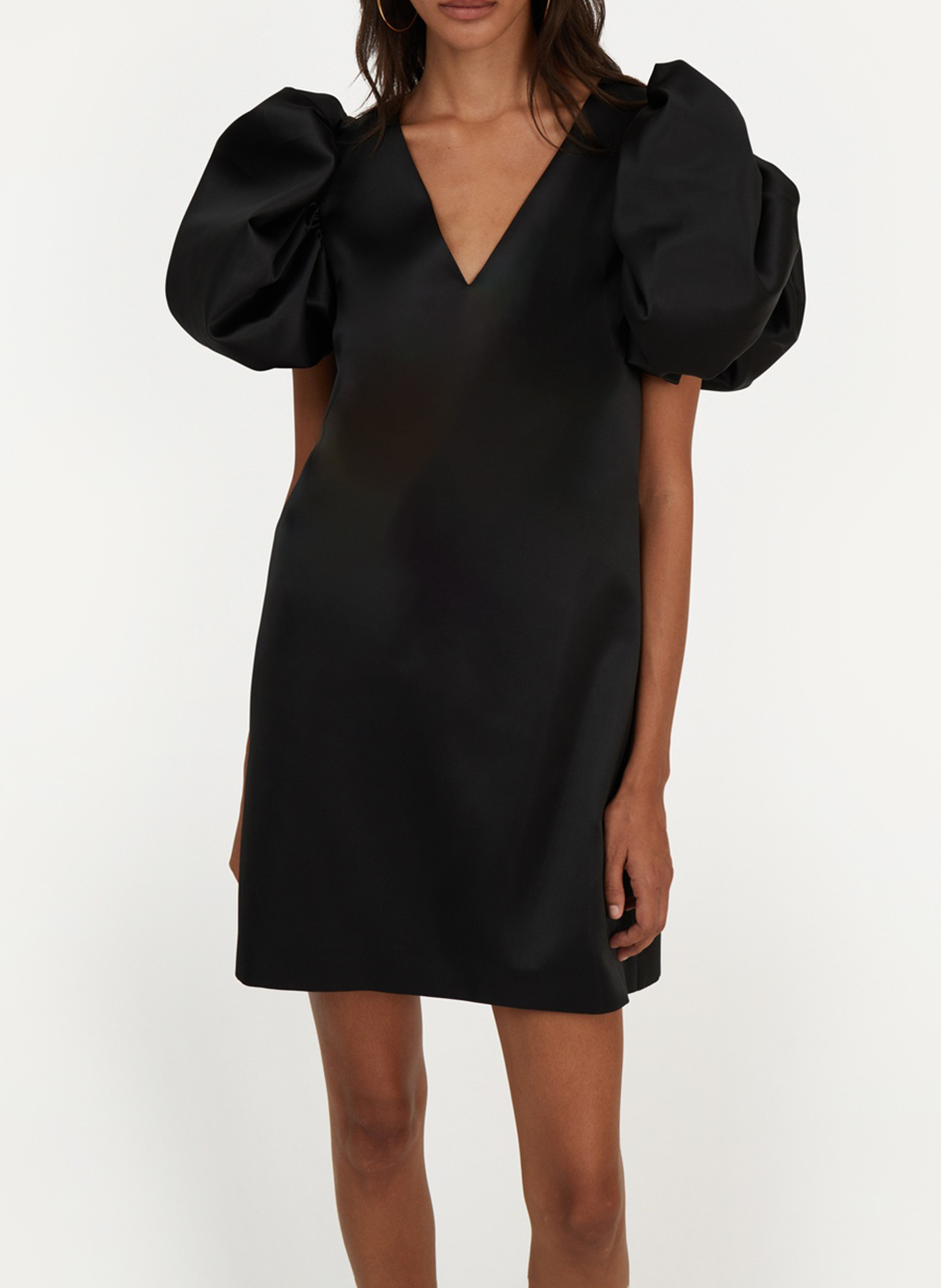 Short satin dress ROTATE Black