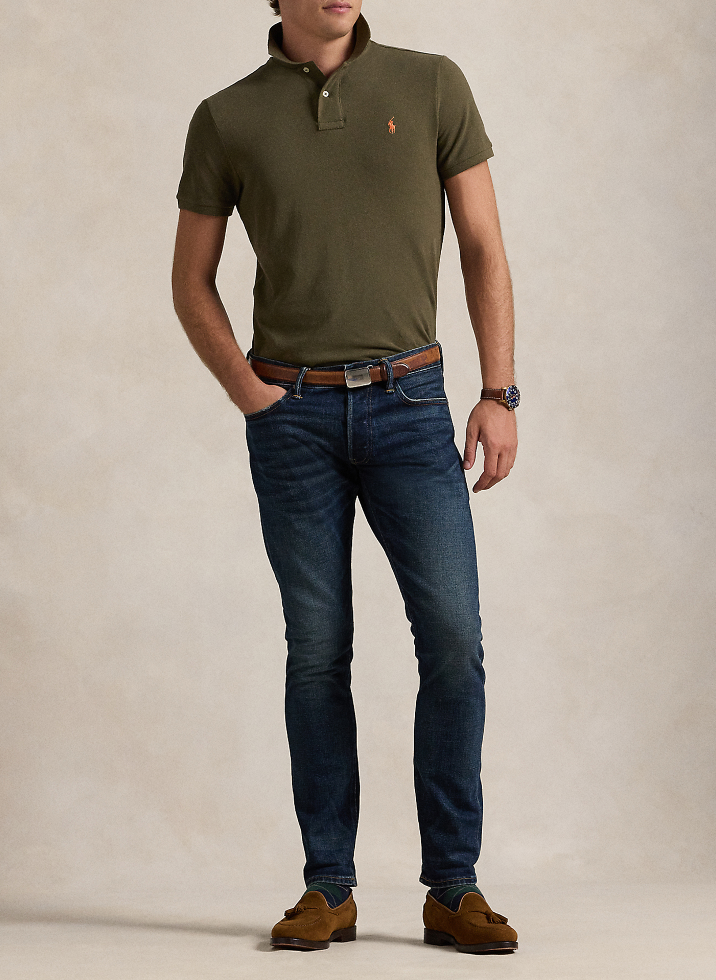 Poloshirt aus Baumwoll-Piqué, Slim Fit POLO RALPH LAUREN Khaki