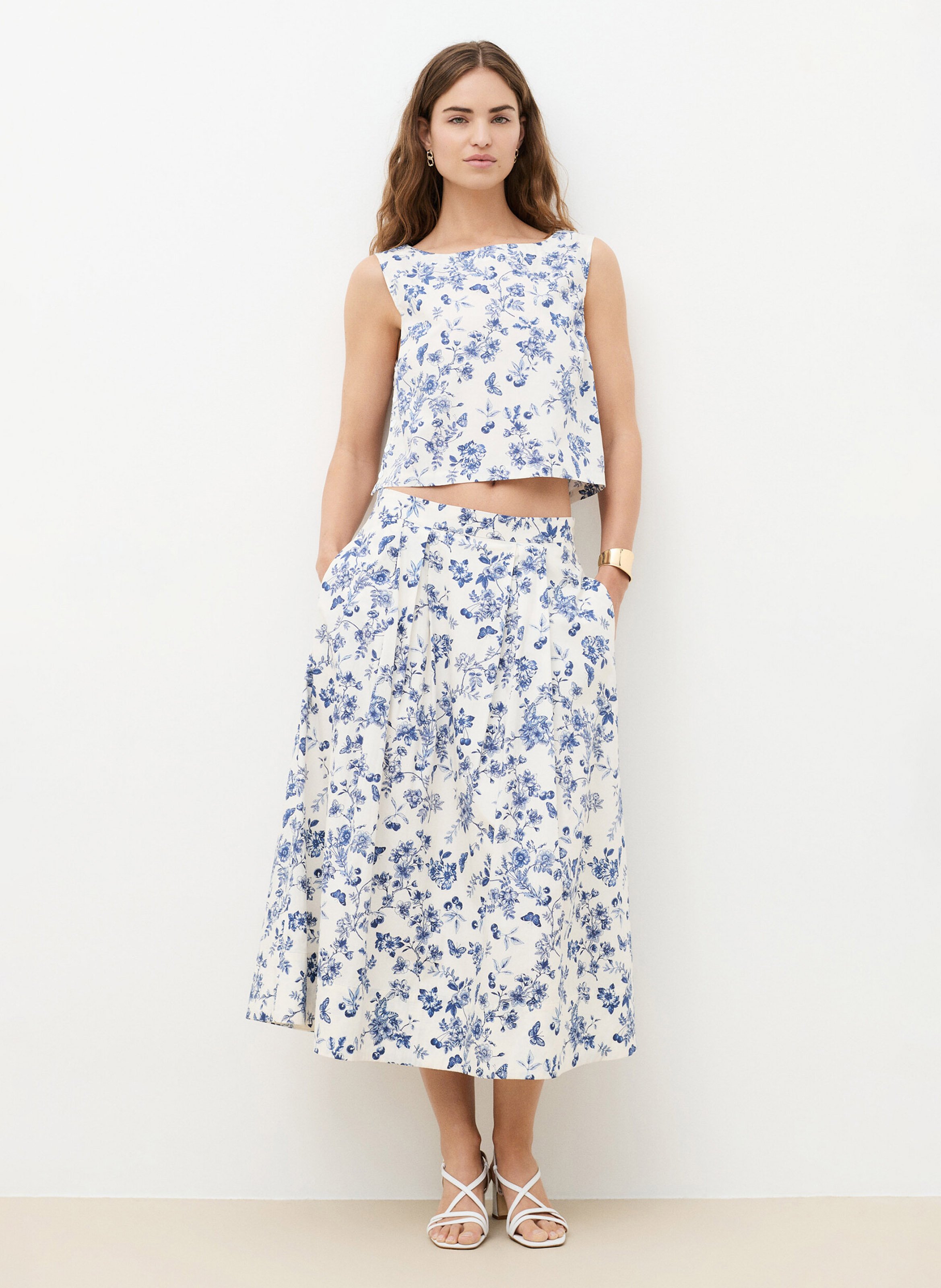 Printed midi skirt CAROLL Beige
