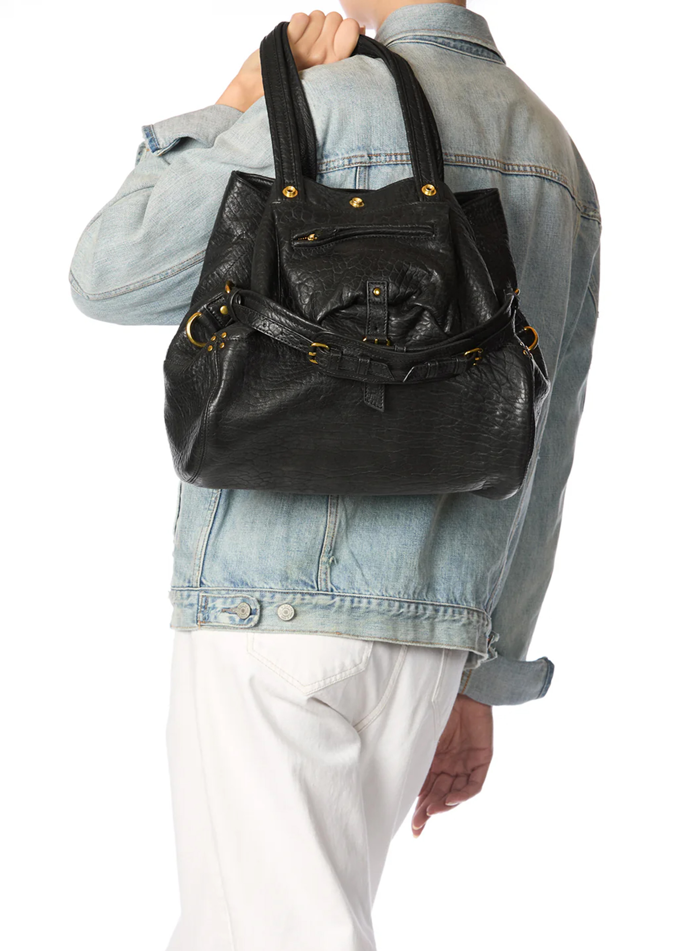Sac cabas porté épaule en cuir JEROME DREYFUSS Noir