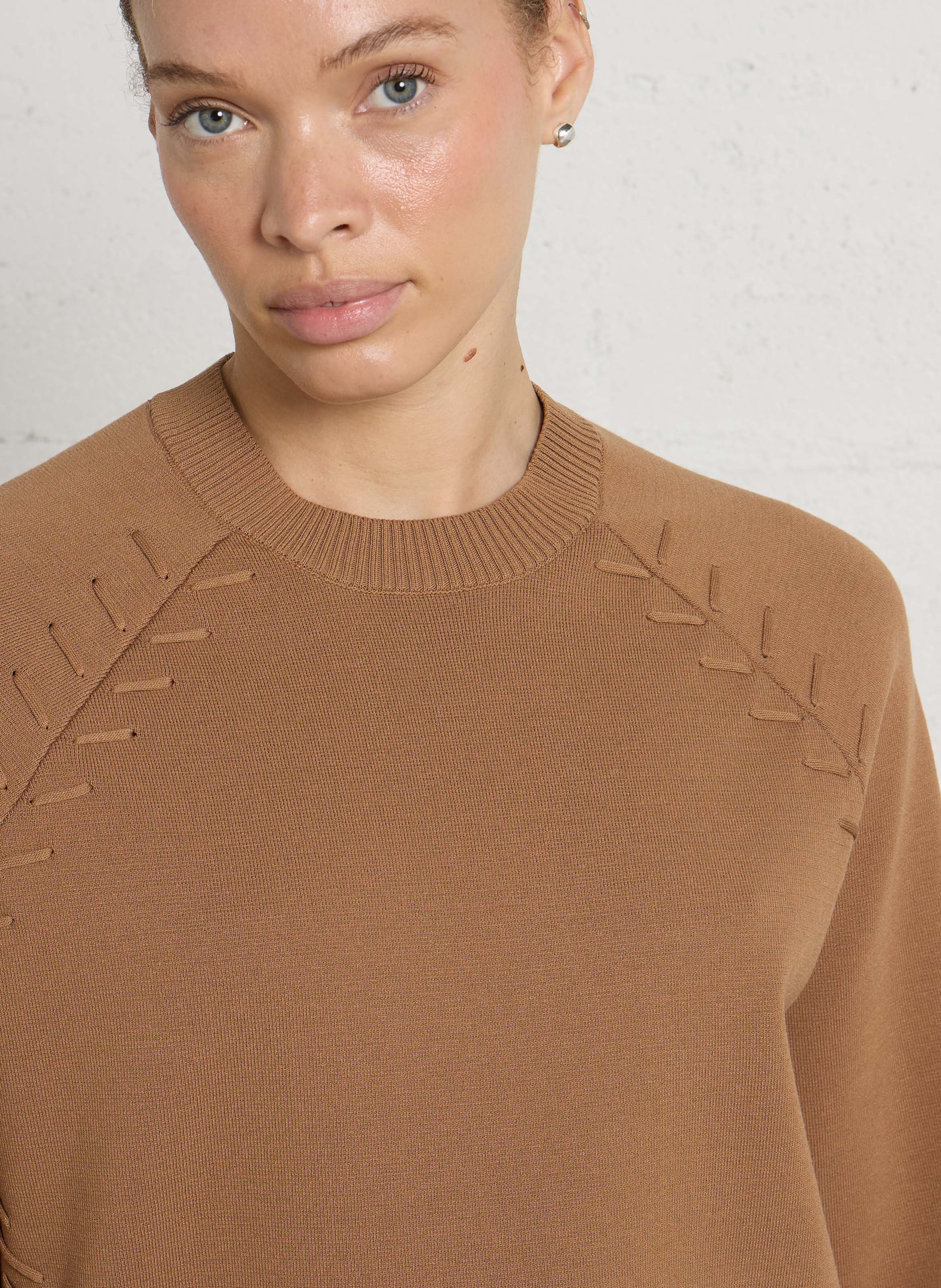 Strick-Mix-Pullover mit Stehkragen LIU JO Braun