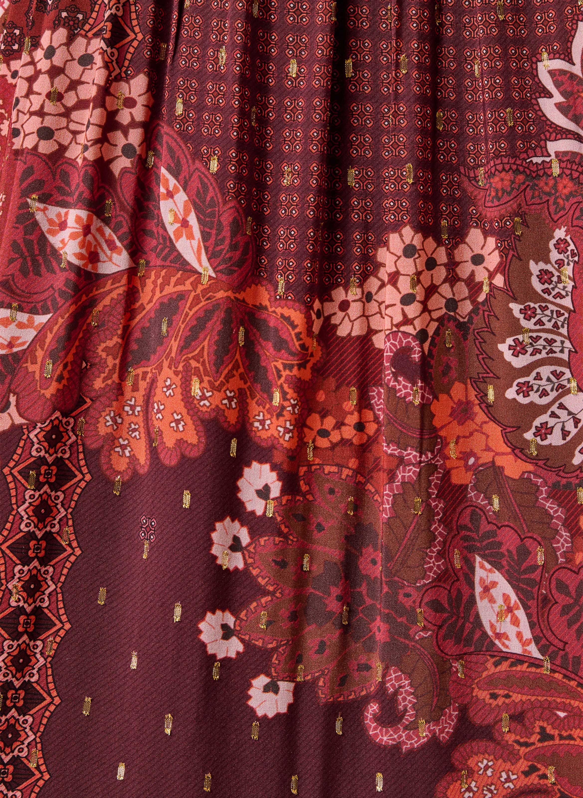 Robe ample col tunisien à imprimé LA FEE MARABOUTEE Rouge