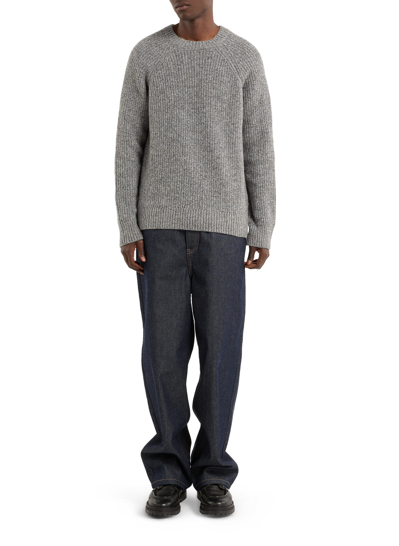 Round neck wool blend boys sweater SAISON 1865 Grey