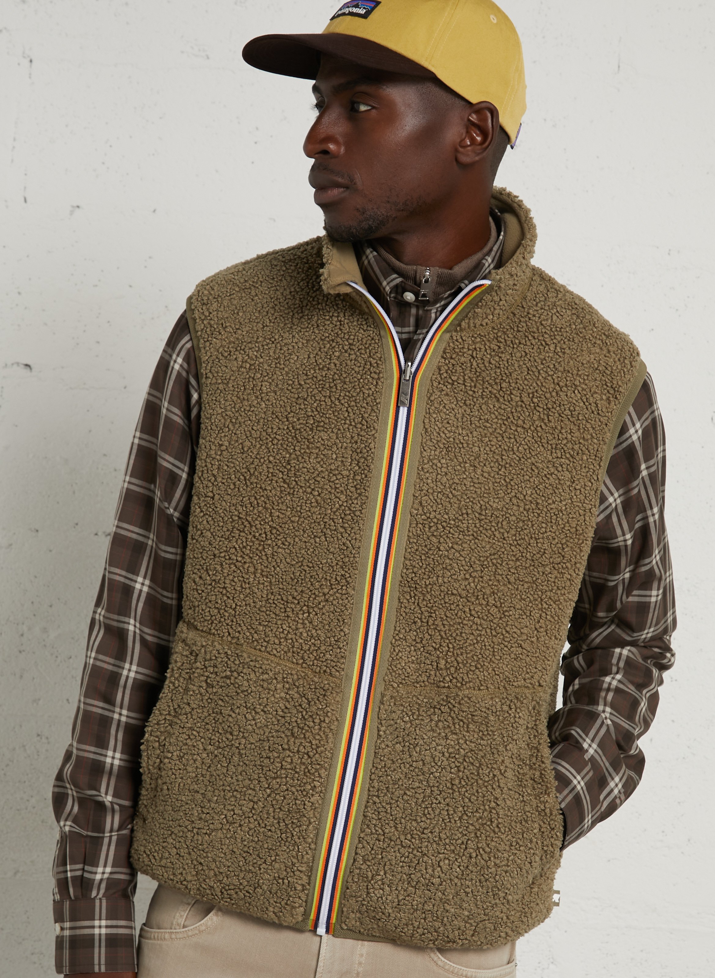 Gerader Sherpa-Mantel K-WAY Grun