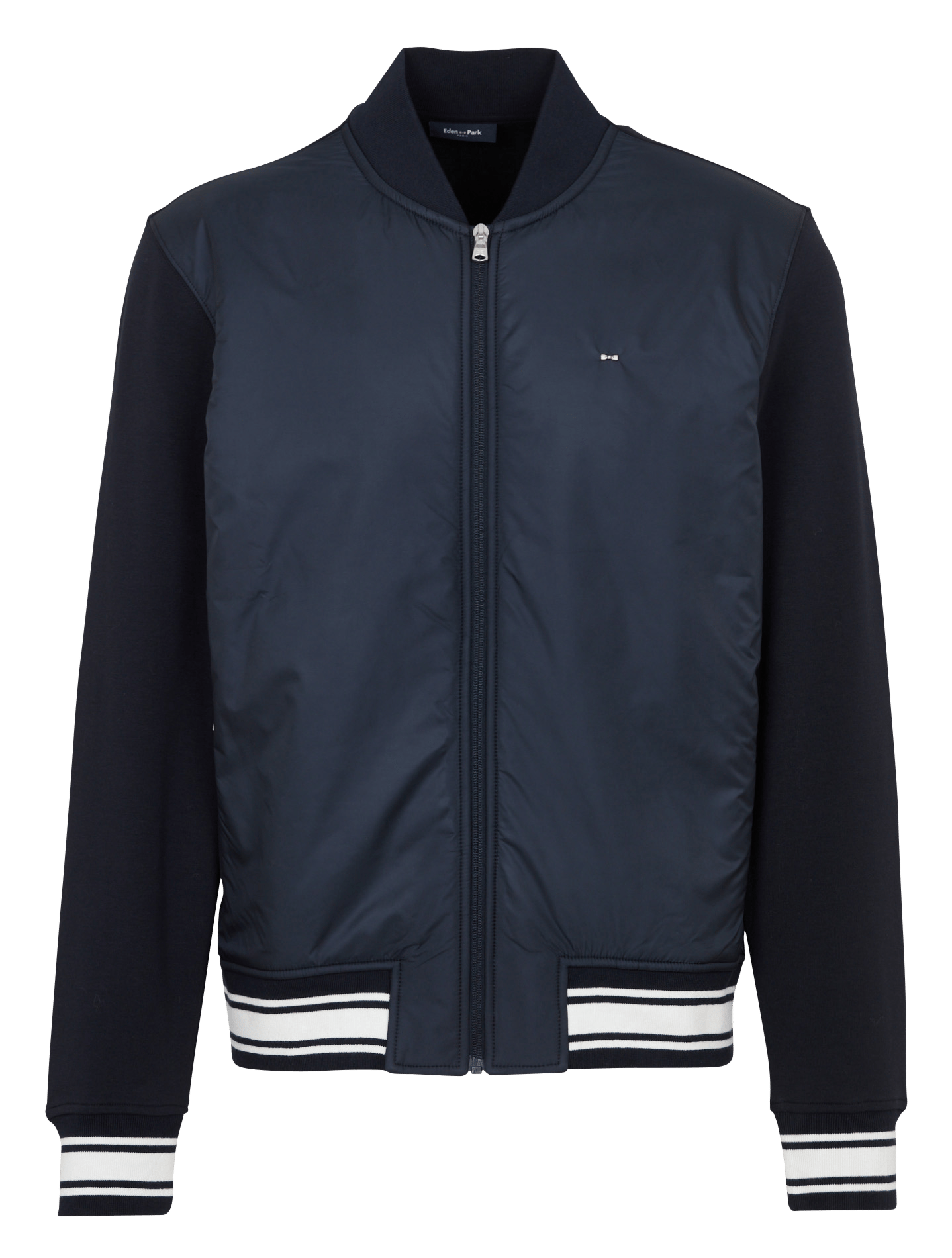 Blouson droit col v en coton mélangé EDEN PARK Bleu