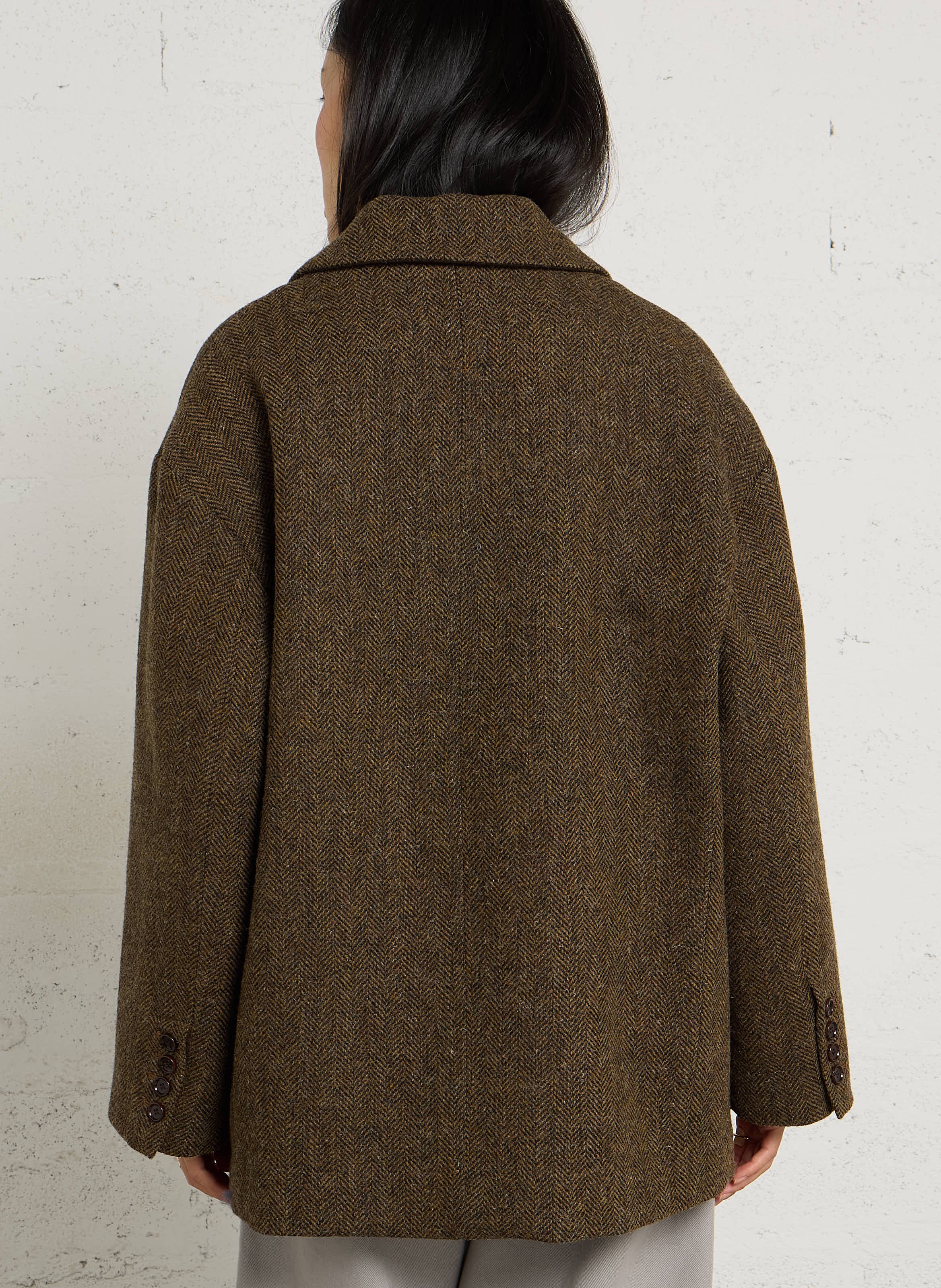 Jas met visgraatpatroon van wol BELLEPIECE Bruin