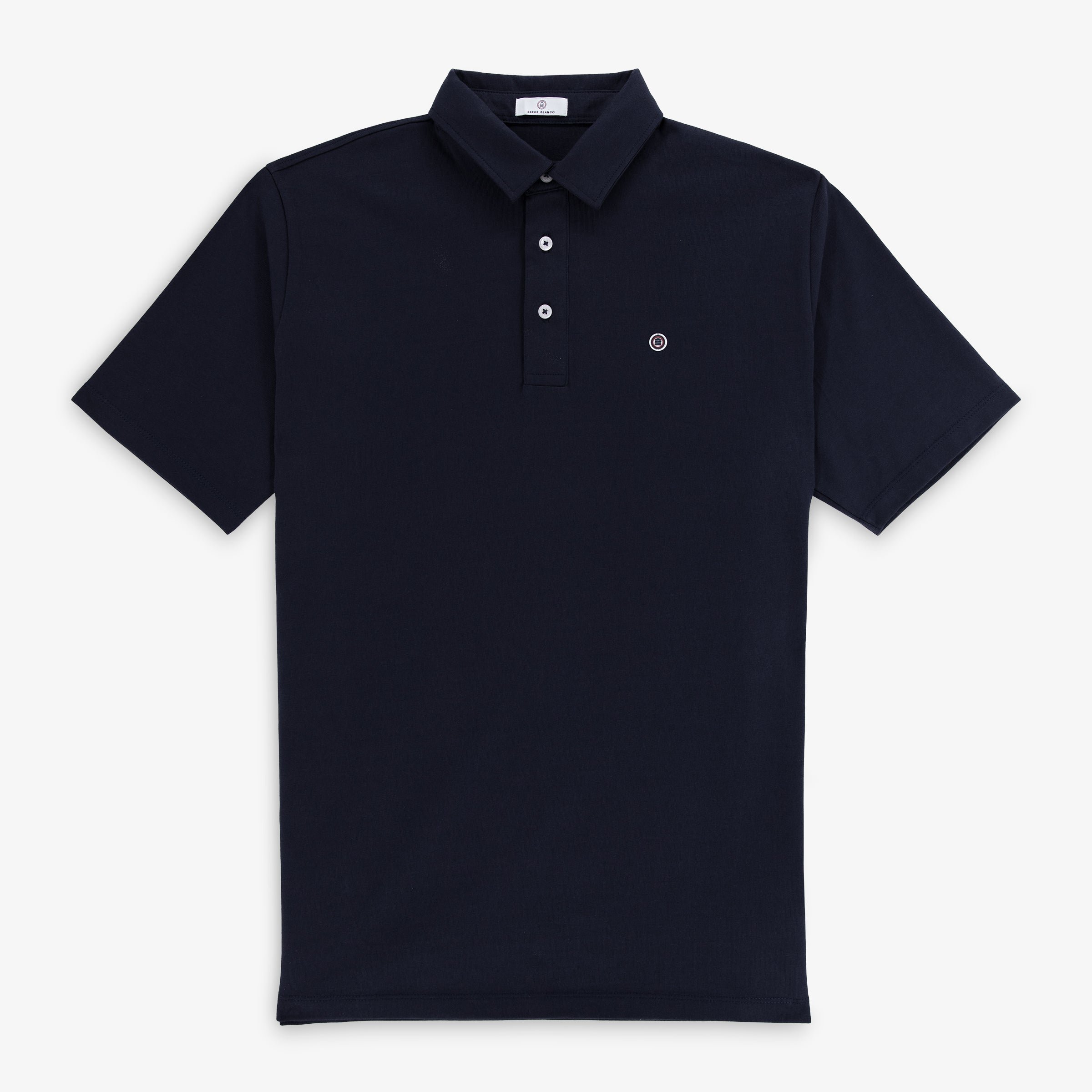 Navy blue cotton jersey short-sleeved polo shirt SERGE BLANCO Blue