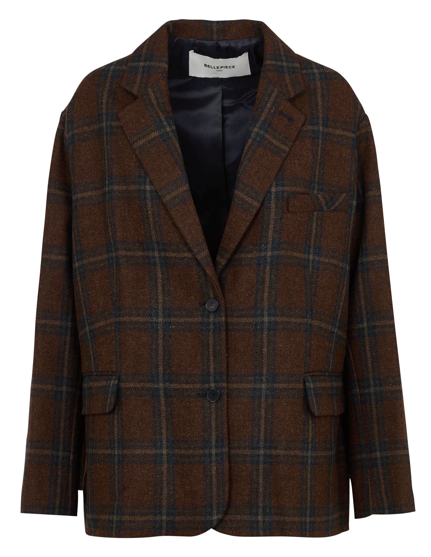 Cotton- and linen-blend loose-fit blazer BELLEPIECE Brown