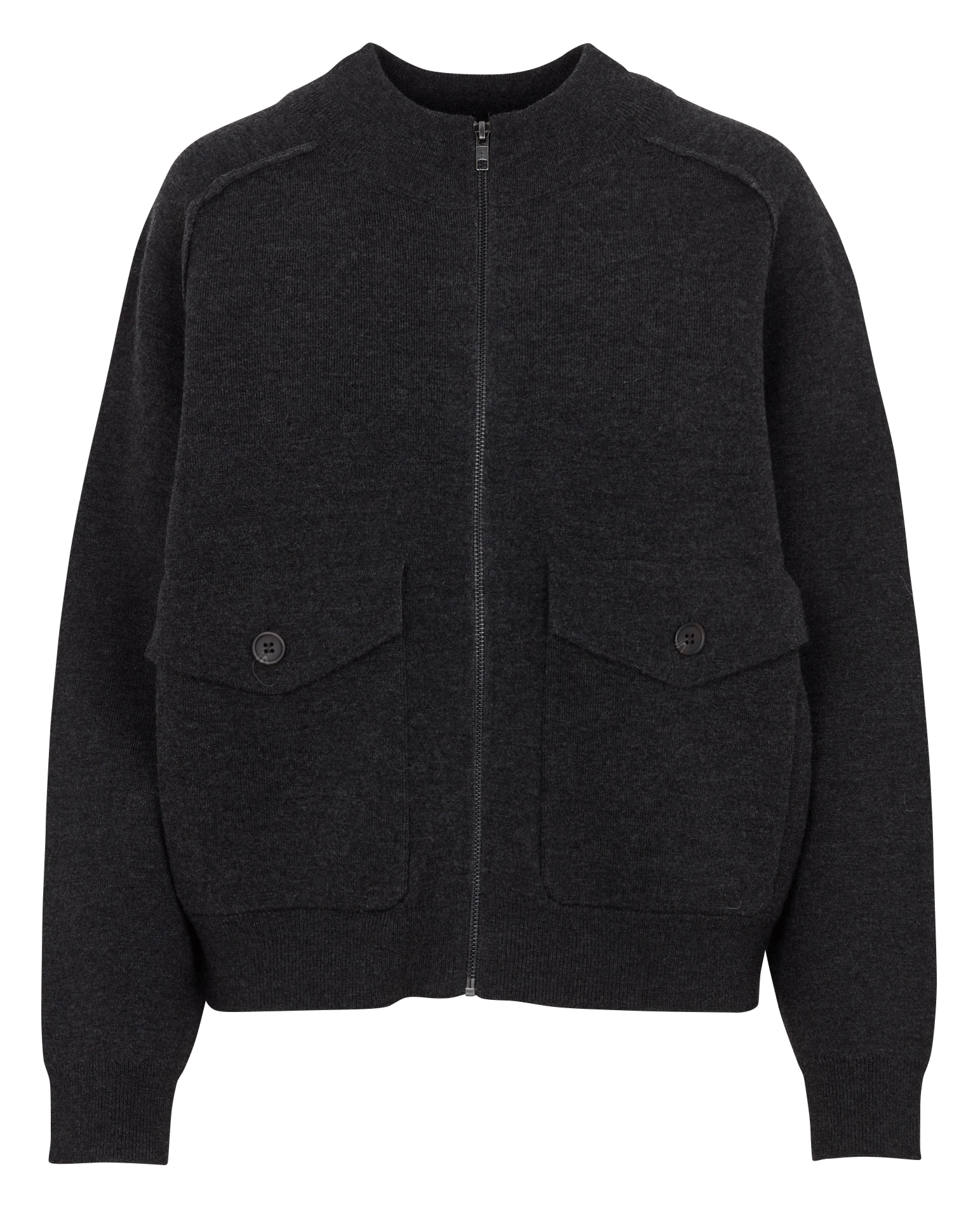 Gestreifter Wollmix-Zipper. MAISON 123 Grau