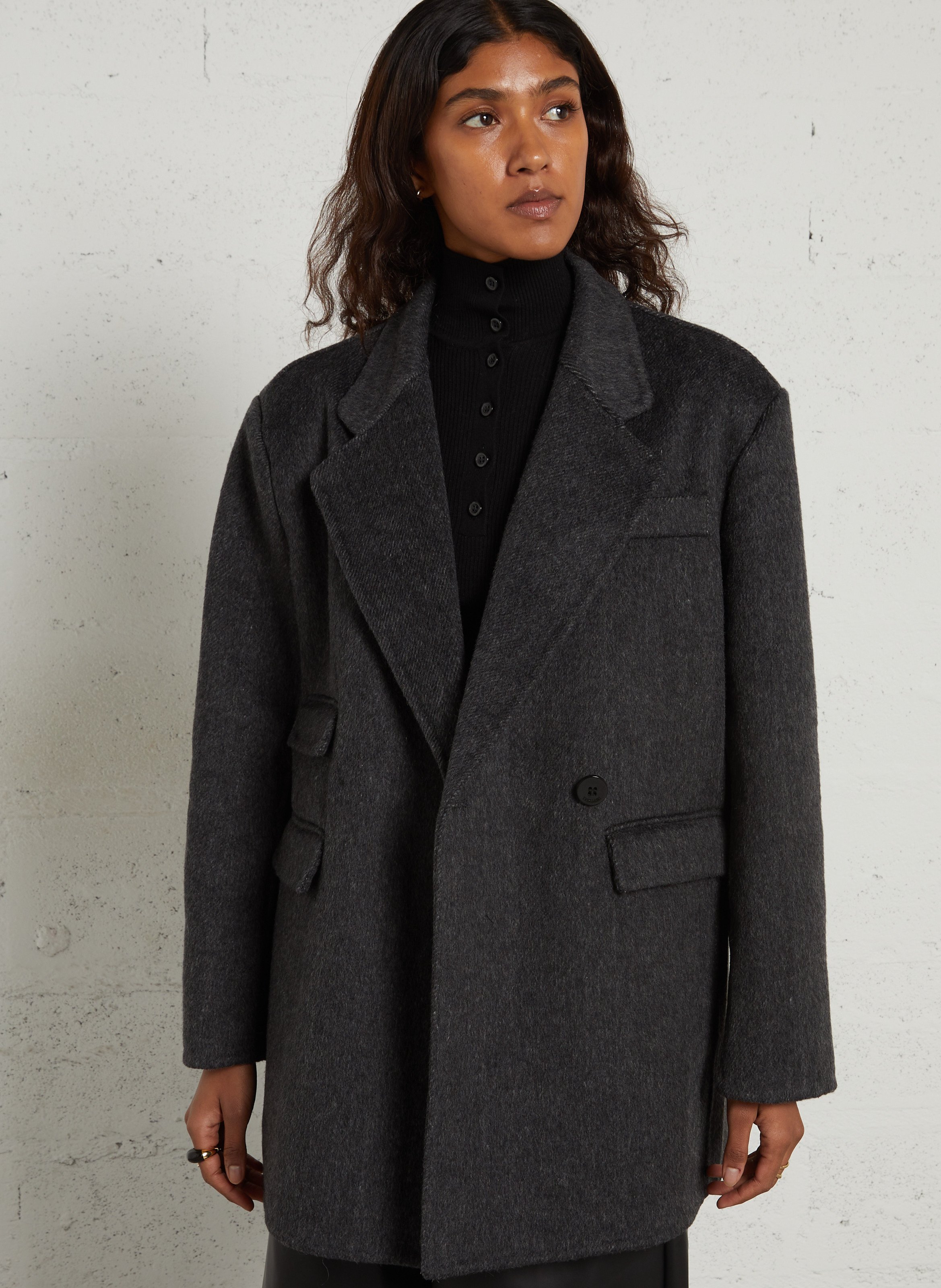 Straight wool-blend coat with tailored collar IMPERIAL Grey