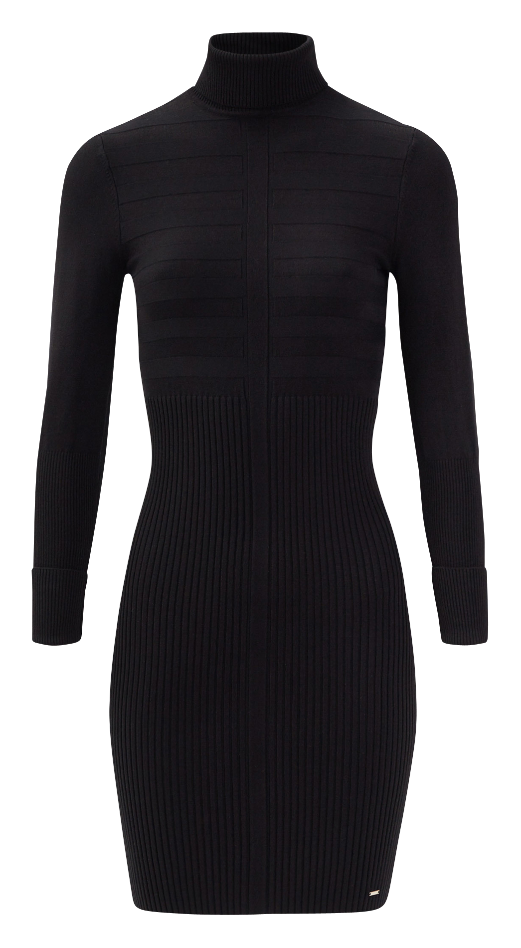 Korte jurk met opstaande kraag en ribbels MORGAN Zwart