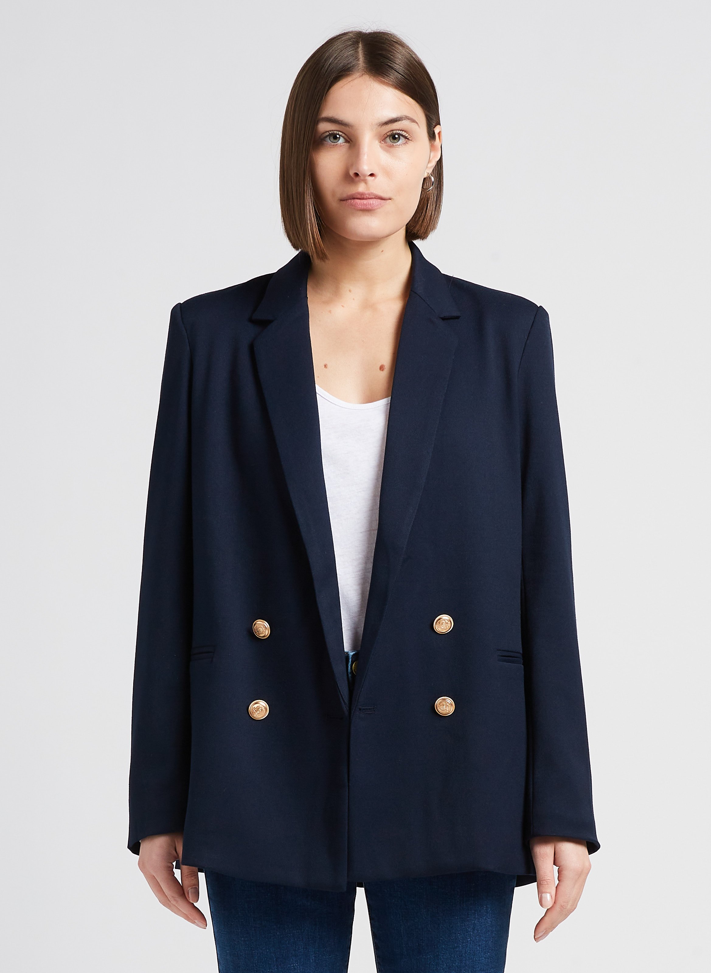 Blue Blazer with wide collar