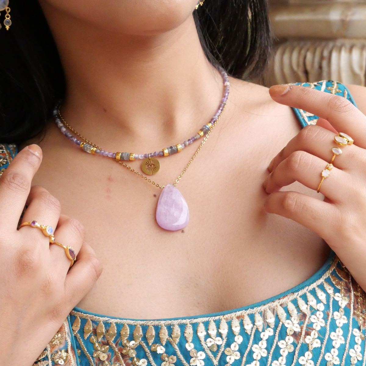 Amethyst necklace GINANDGER Purple