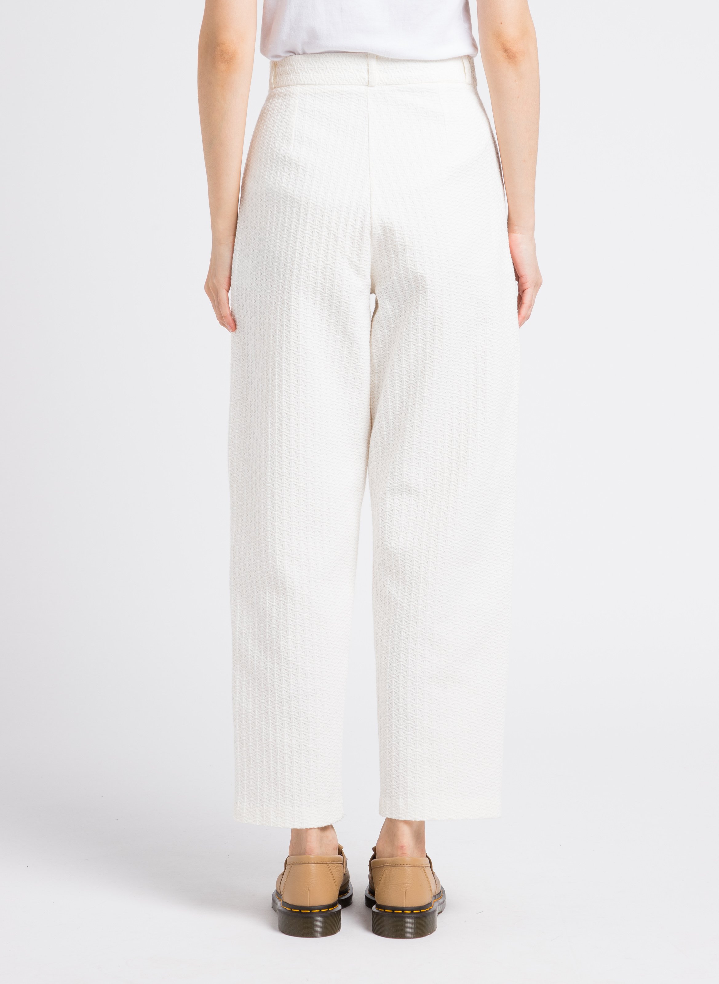 Pantalon carotte taille haute en coton mélangé RITA ROW Blanc