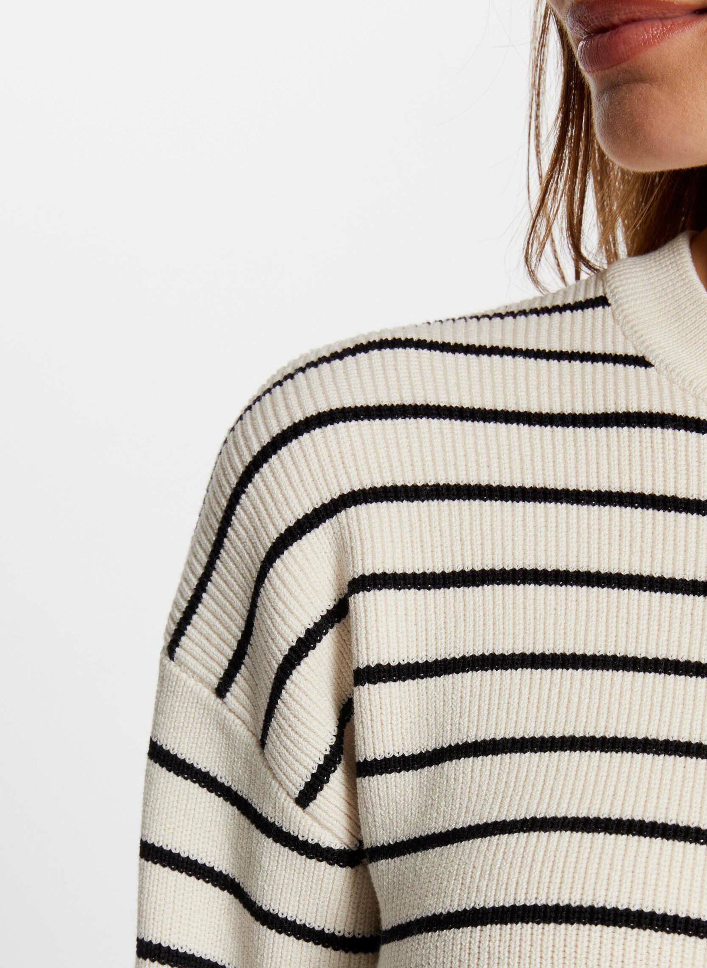 Rechte trui met lange mouwen en strepen MORGAN Beige