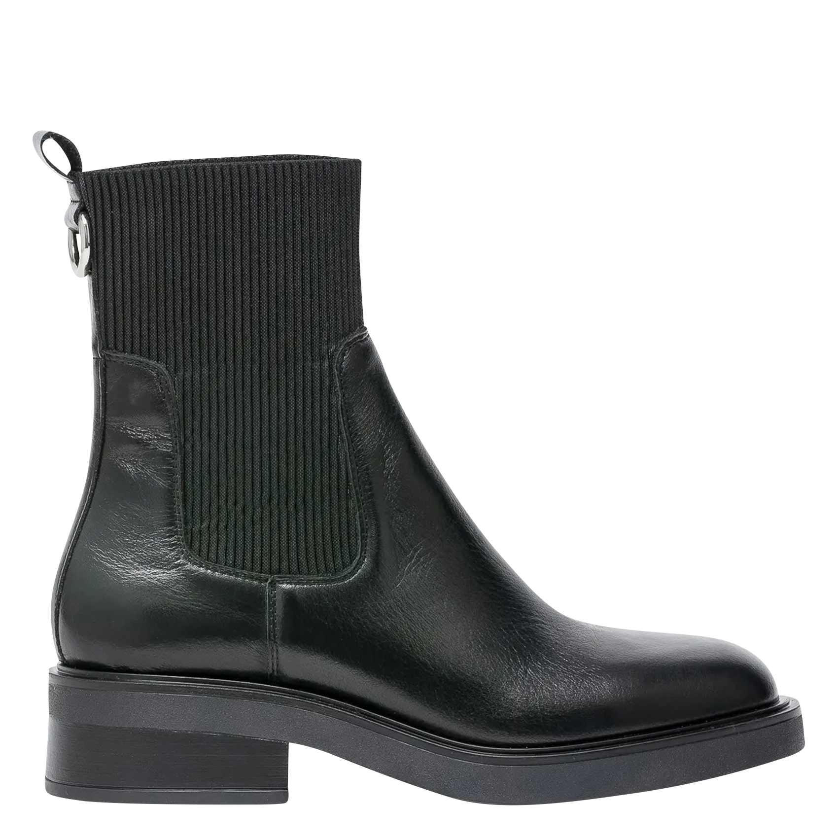 Mixed leather mid-calf boots BOCAGE Black