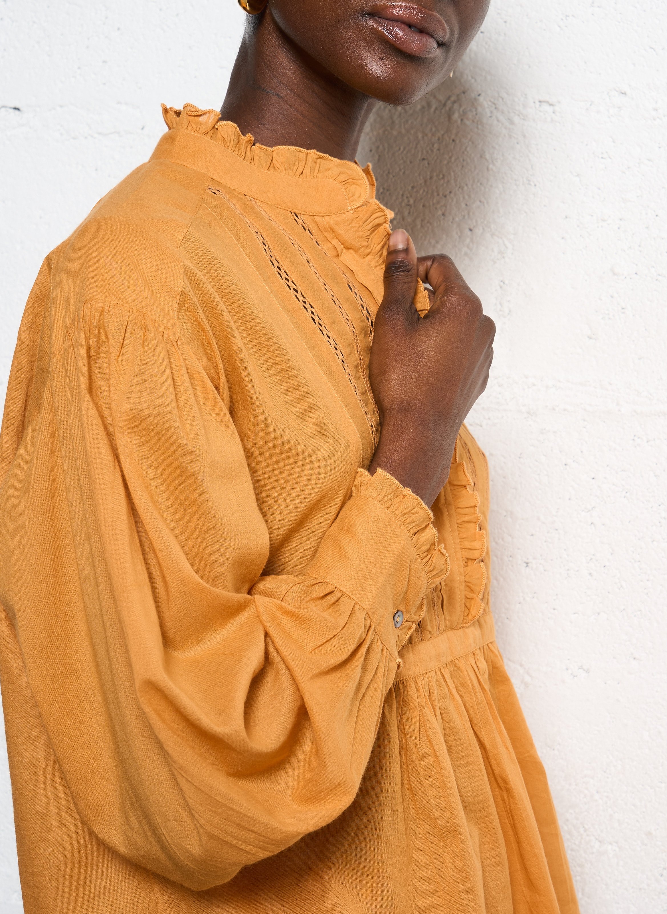 Baumwollbluse mit Stehkragen ANTIK BATIK Braun