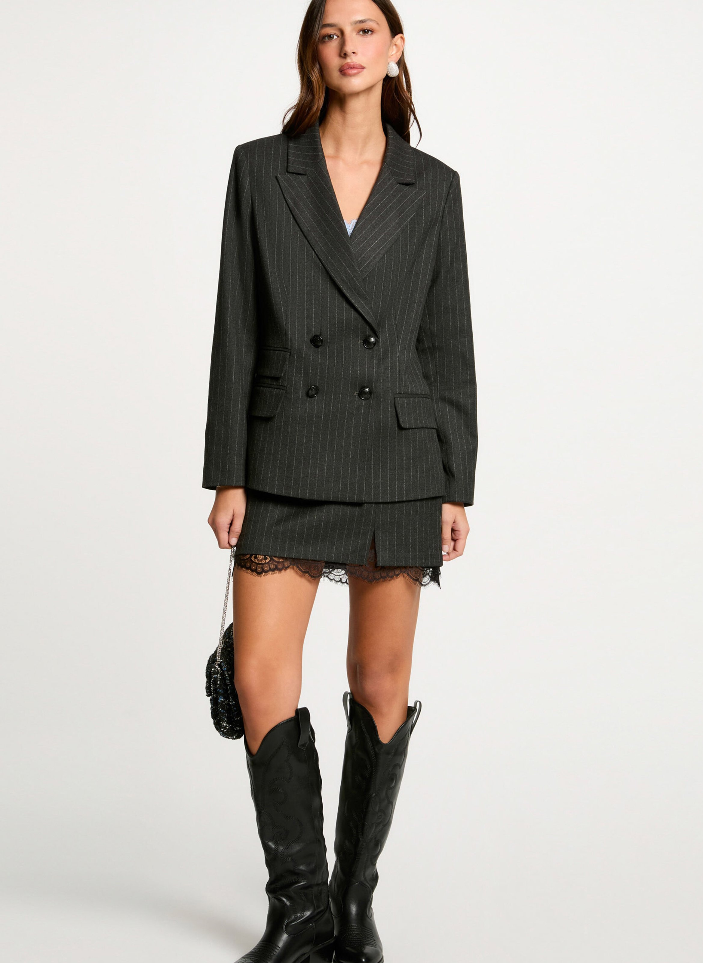 Veste de tailleur rayée MORGAN Gris