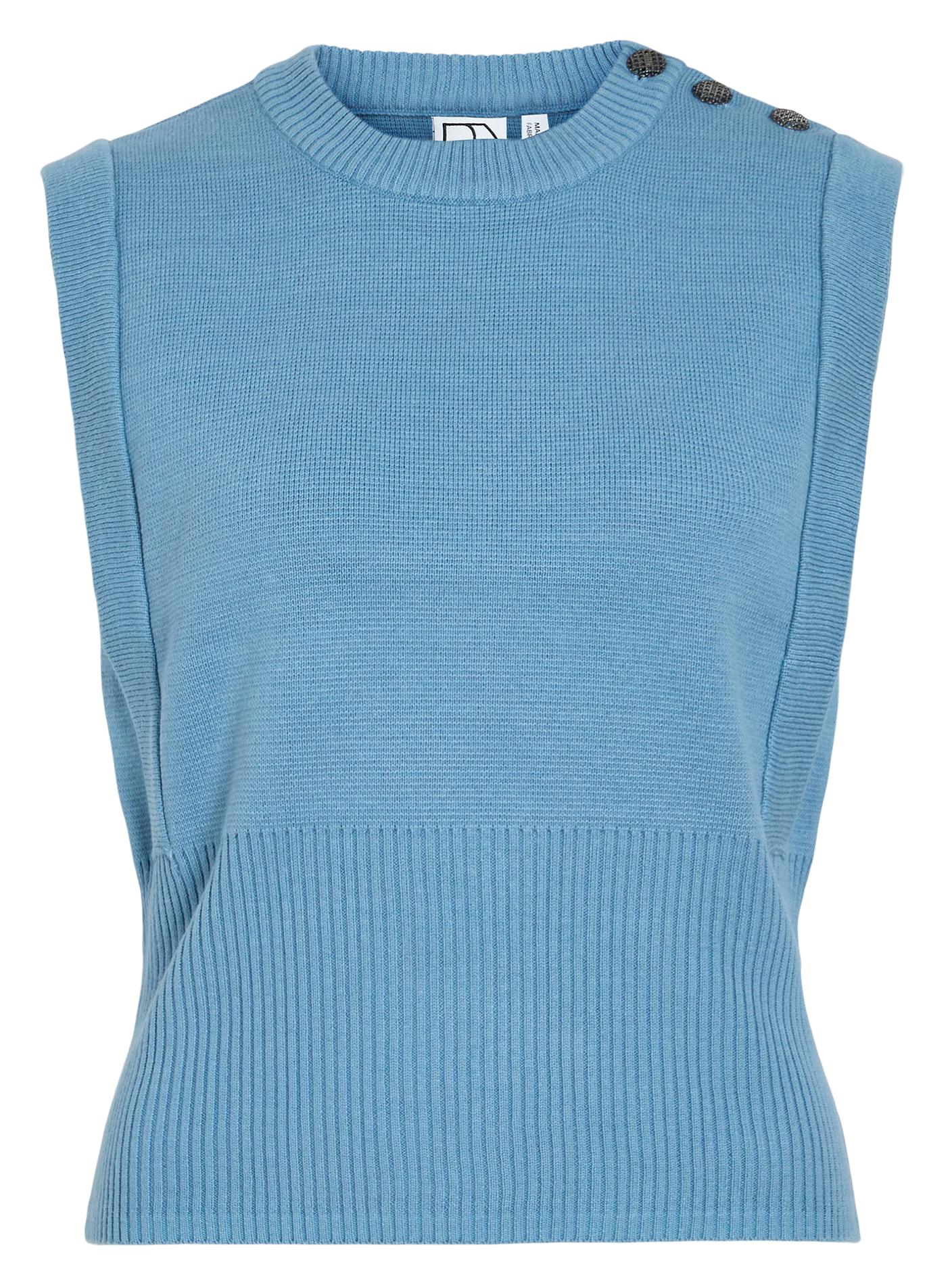 Striped sleeveless cotton blend vest ROUGE EDIT Blue