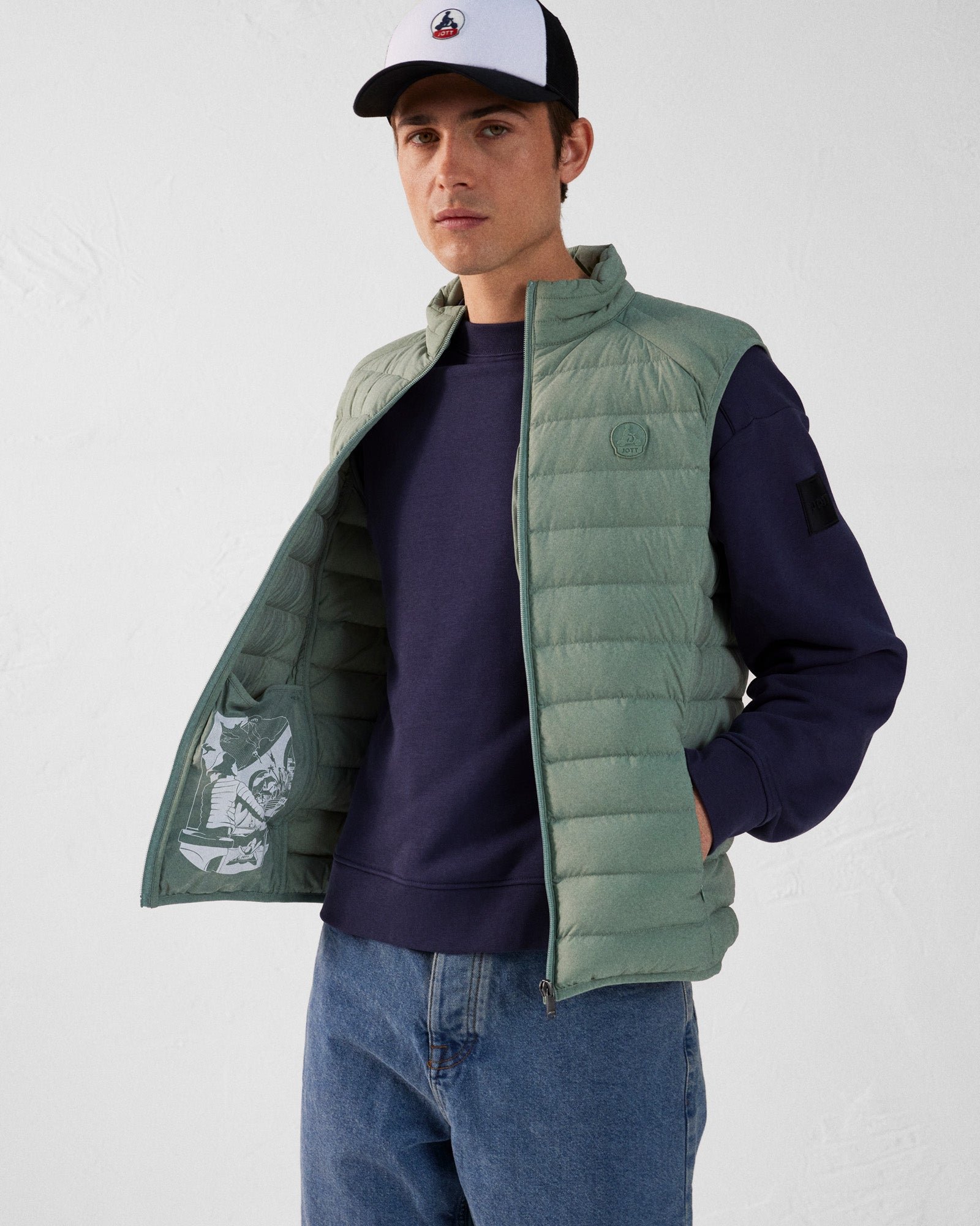 Stretch sleeveless puffer jacket Arafo JOTT Green
