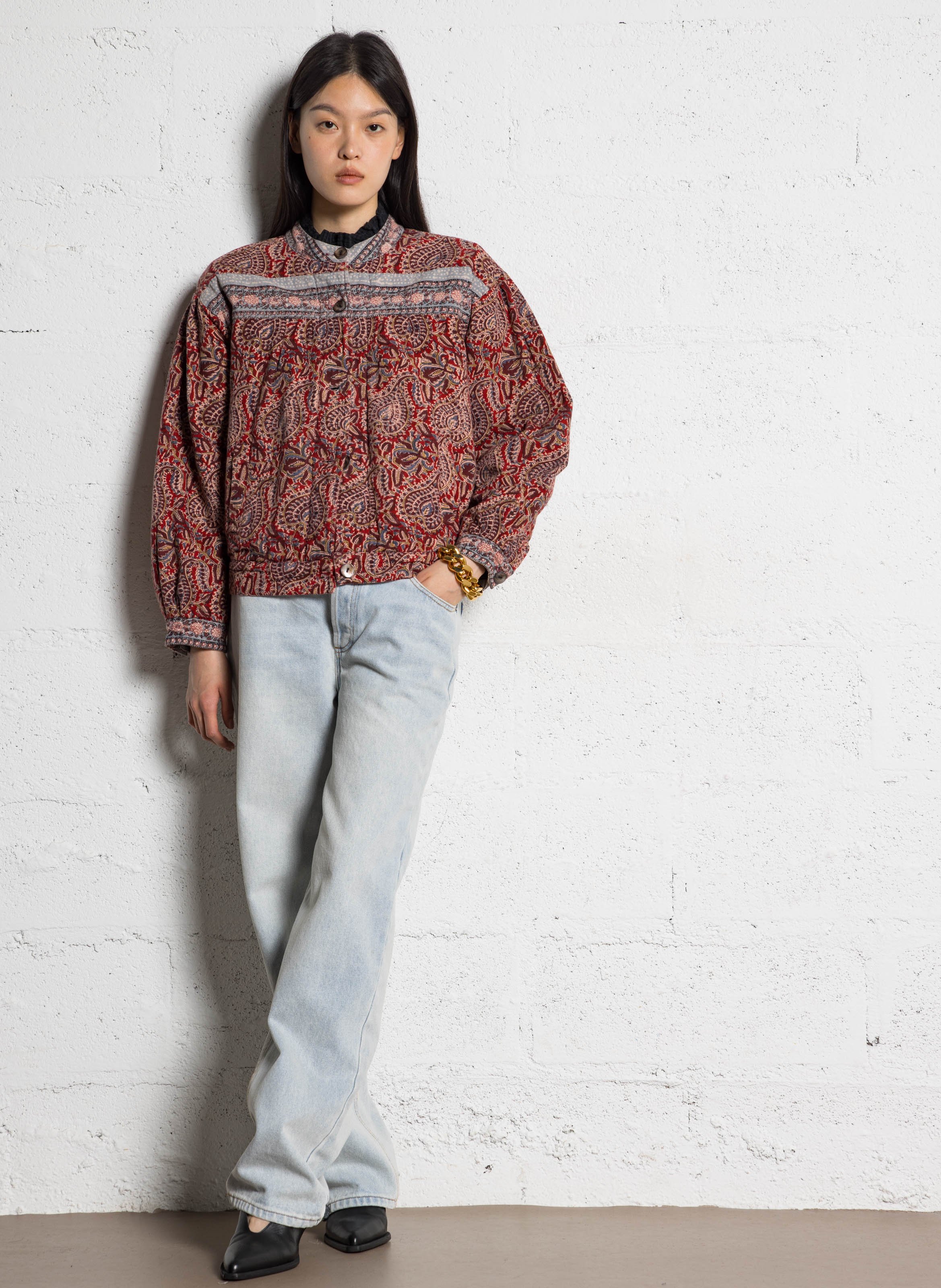 Victorian collar blouse in blended cotton MAISON HOTEL Black