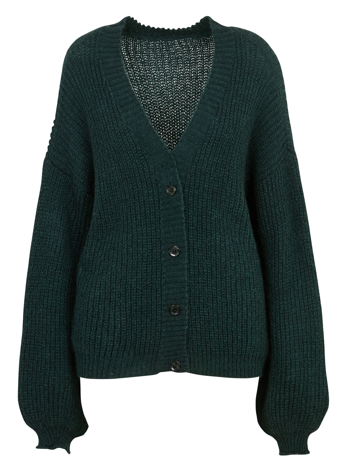 Ruimvallende vest met V-hals en knoopsluiting ONE STEP Groen