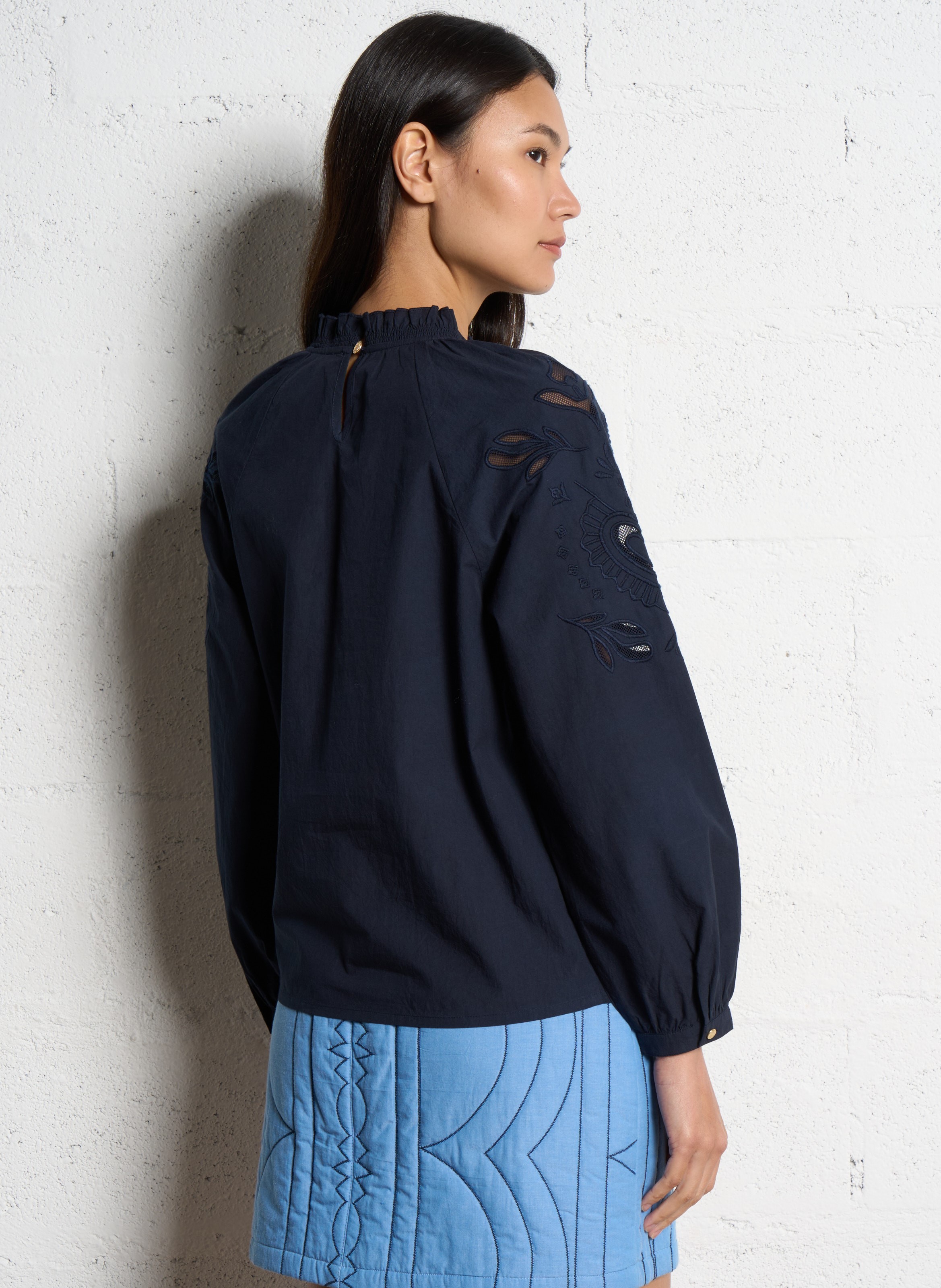 Straight cotton blouse I CODE Blue