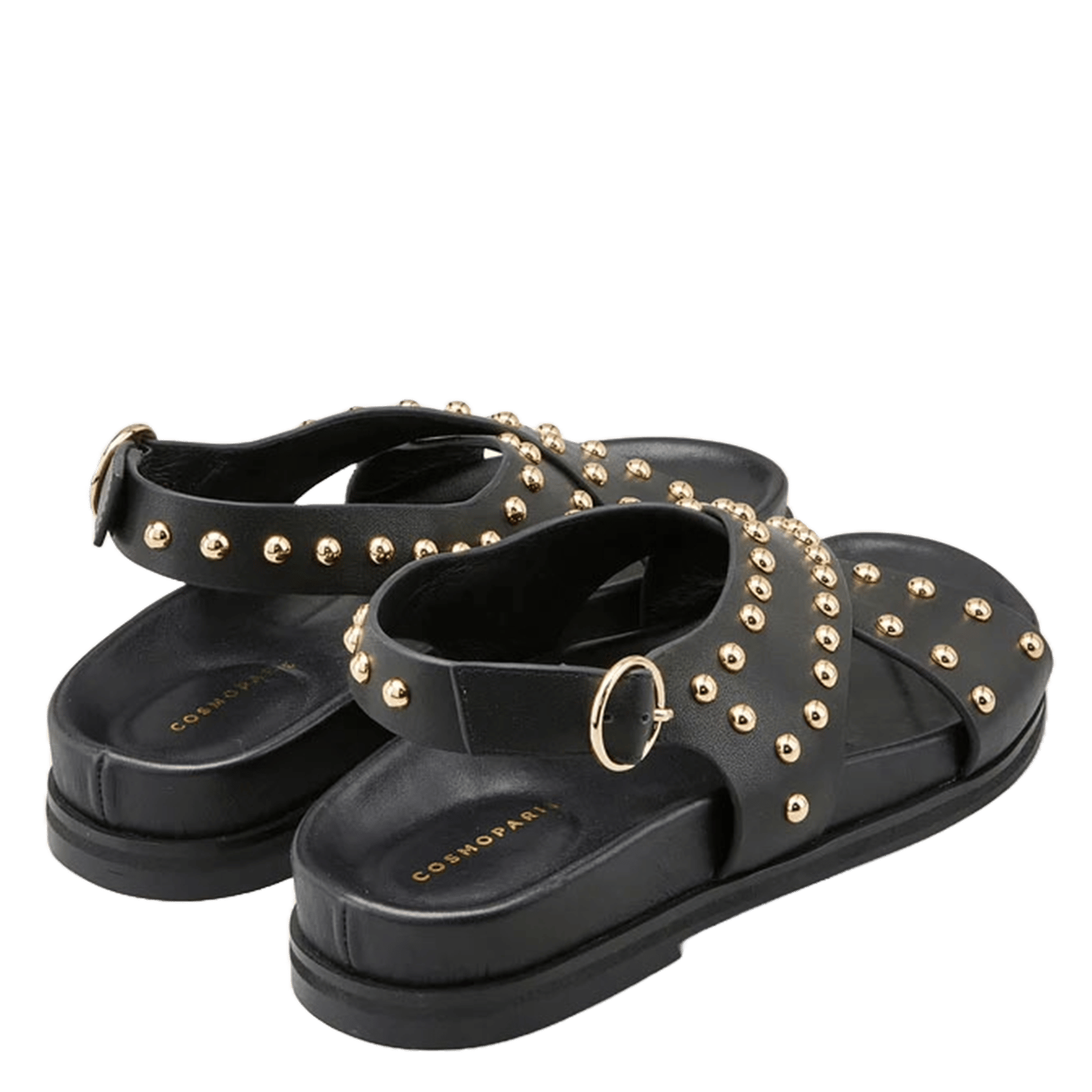 Avarca Berlin - Flache Ledersandalen mit Samt COSMOPARIS Schwarz