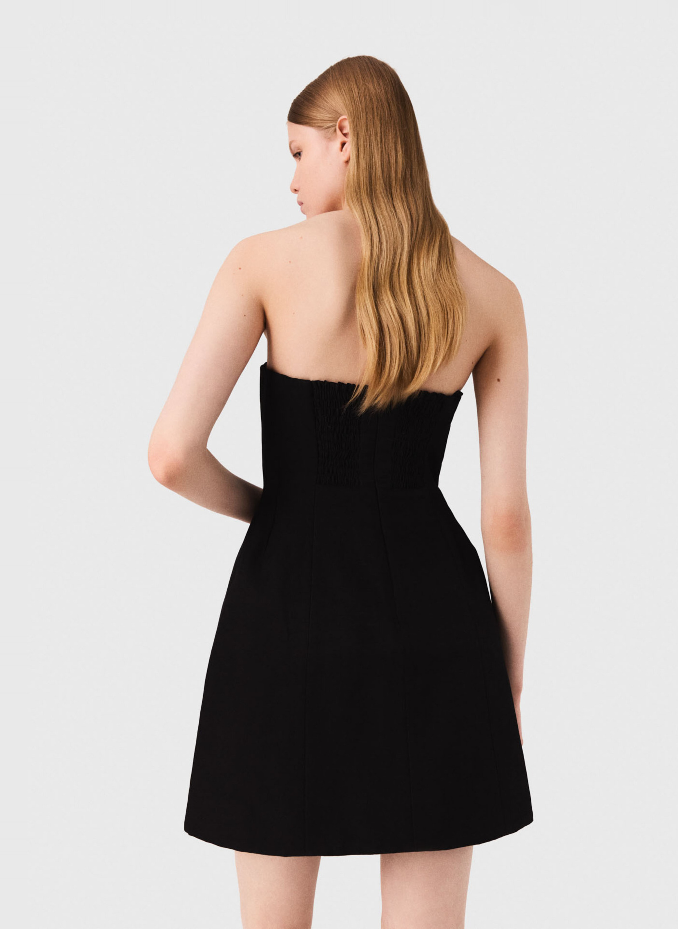 Robe bustier courte en lin mélangé MAJE Noir