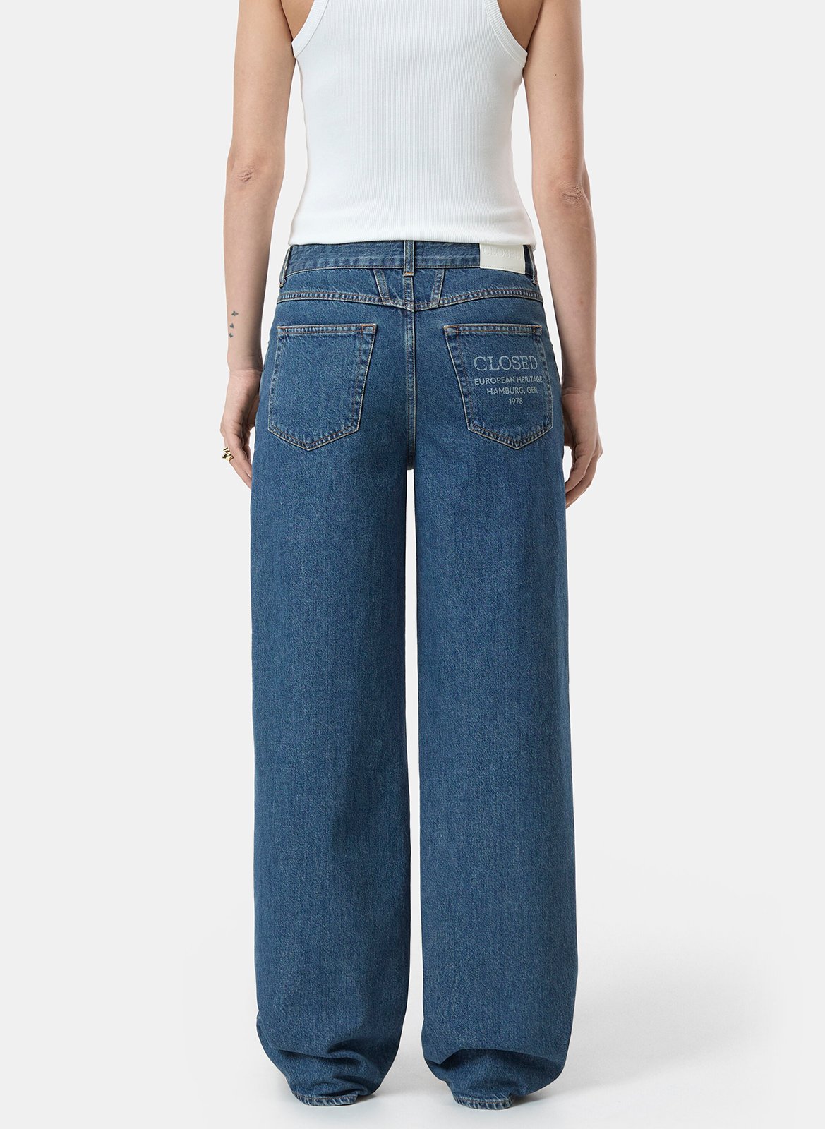 High-waisted wide leg jeans with printed pocket CLOSED Blue