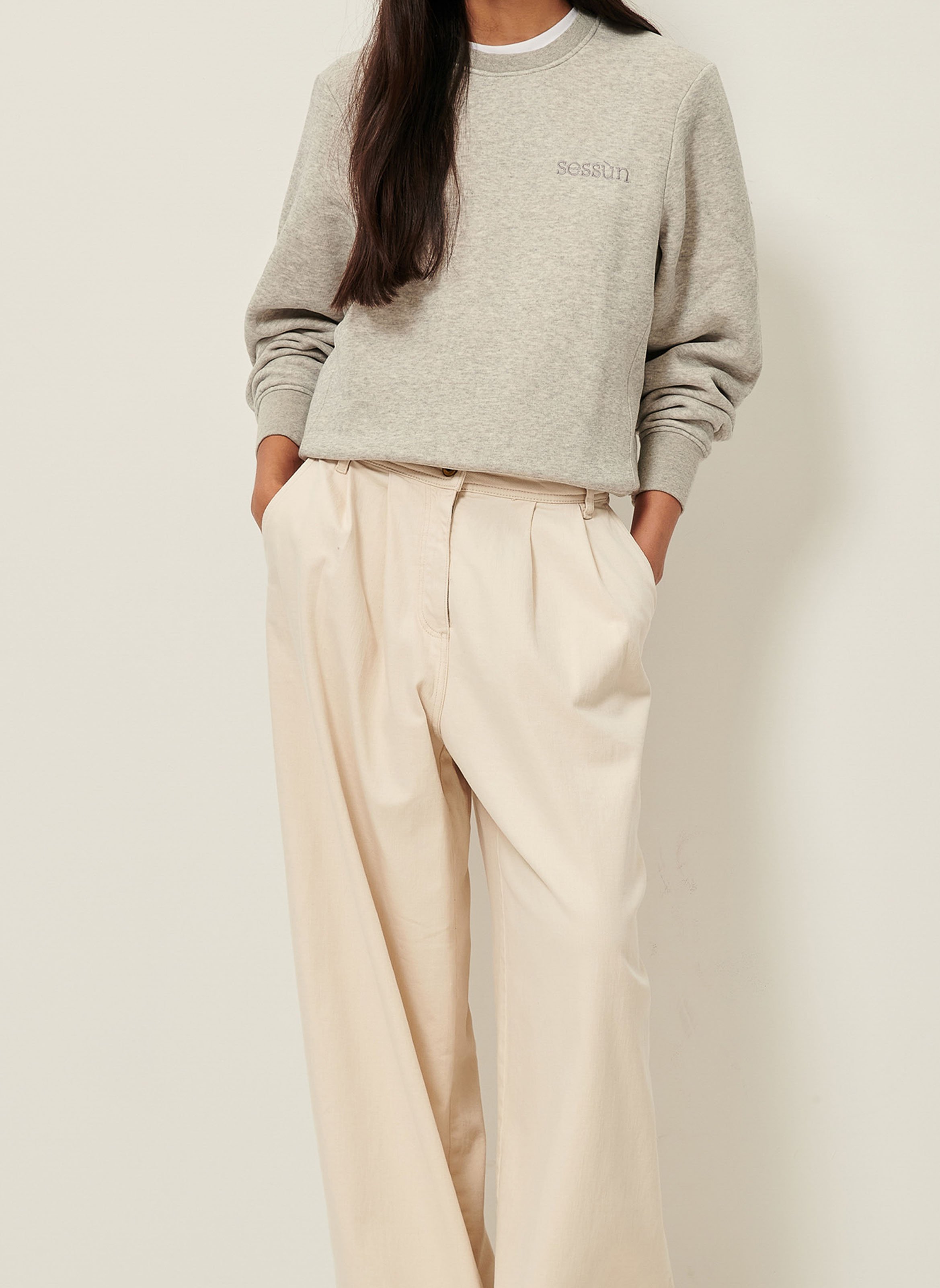 Cotton-mix round-neck sweatshirt SESSUN Grey