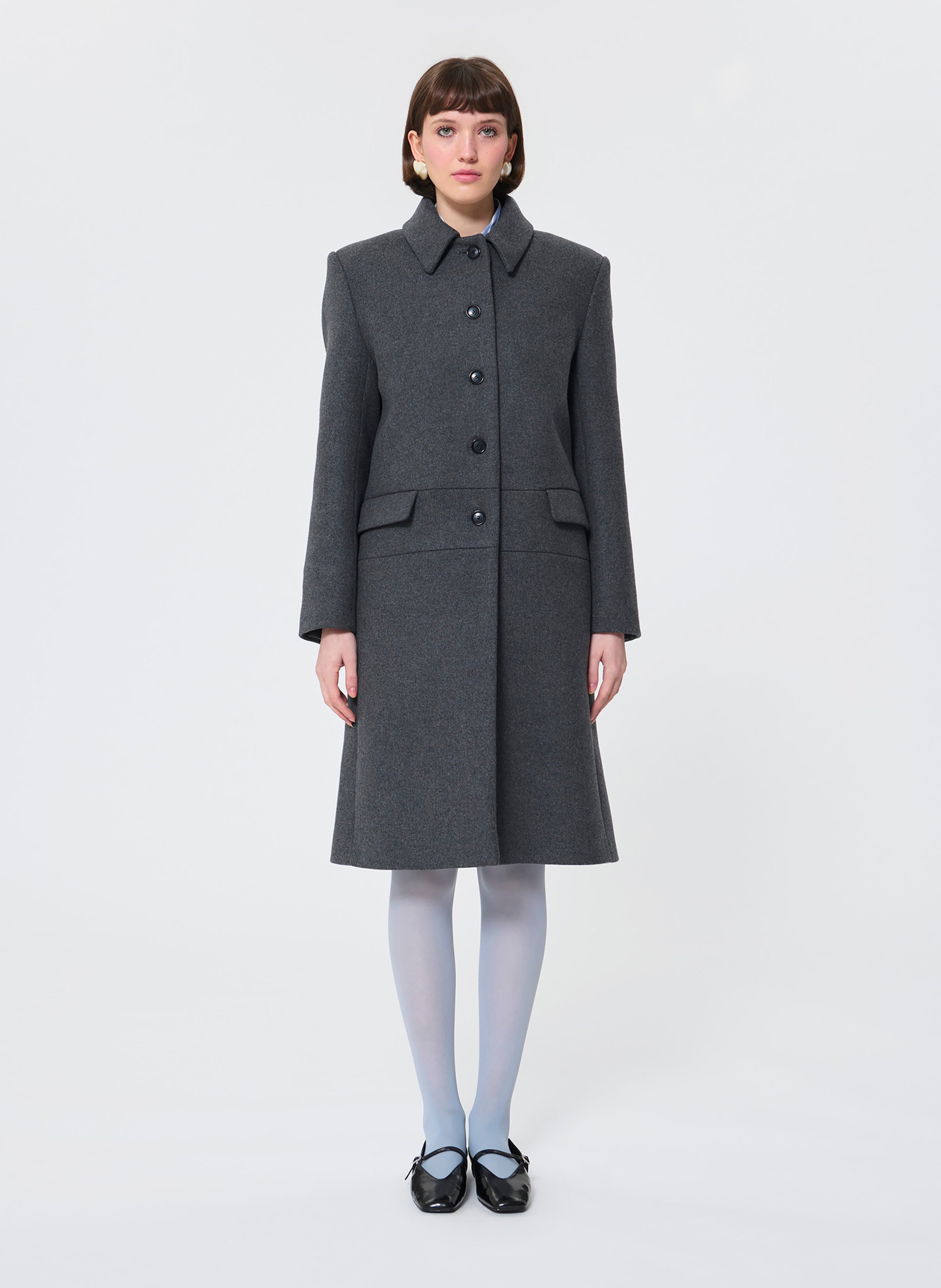 Straight wool-blend coat with classic collar TARA JARMON Grey